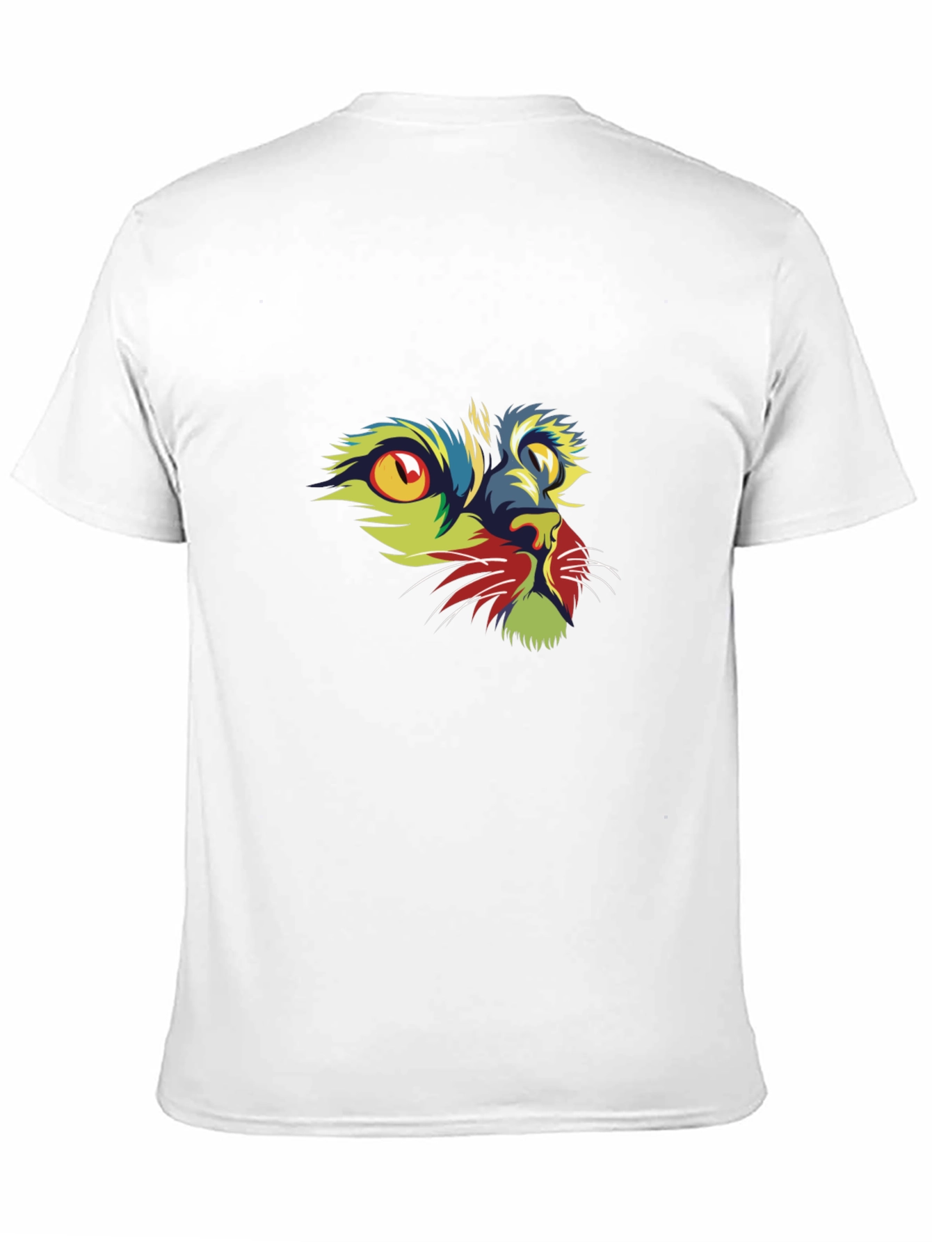 Vibrant Cat Graphic Print Black T-Shirt