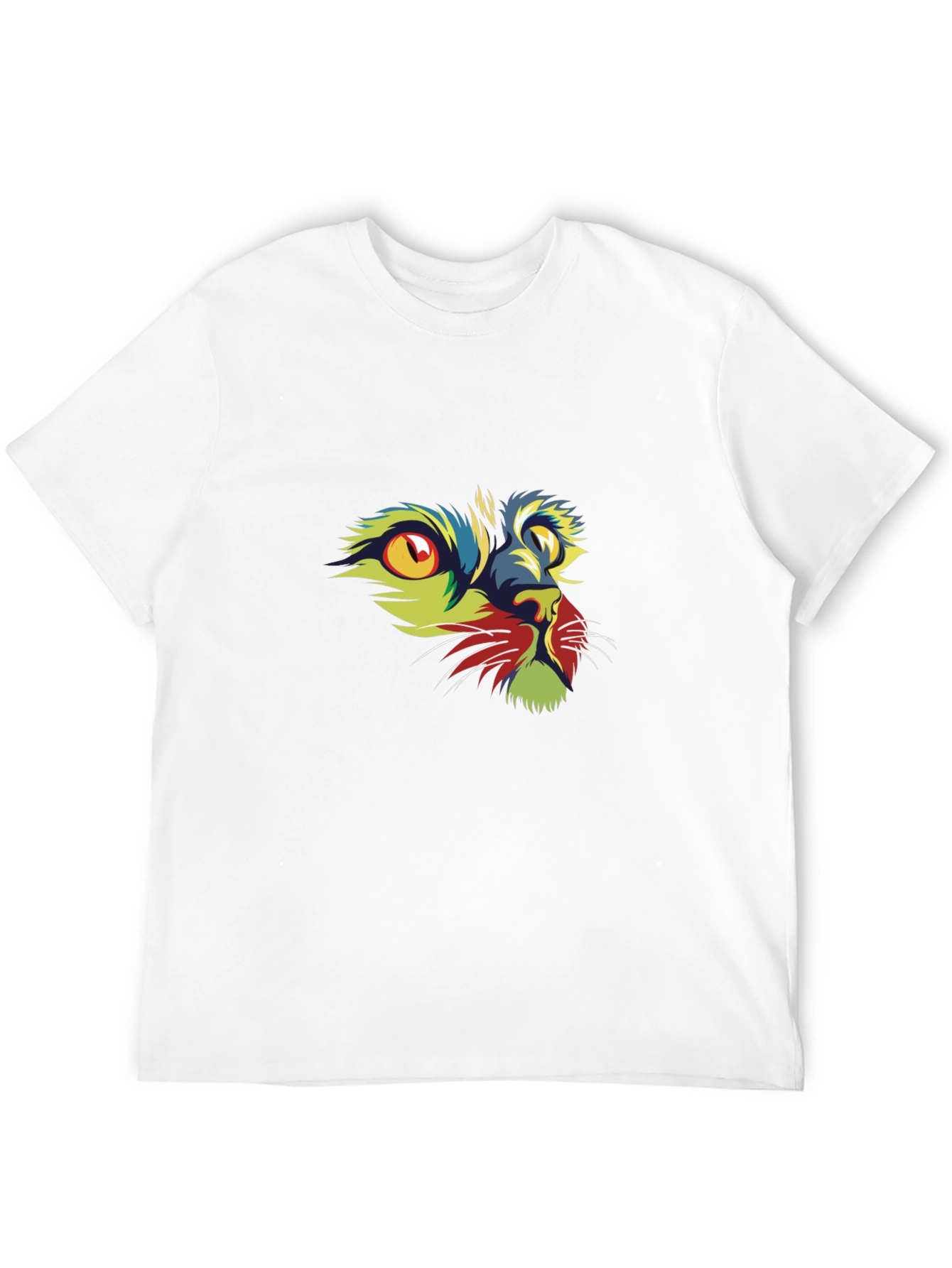 Vibrant Cat Graphic Print Black T-Shirt