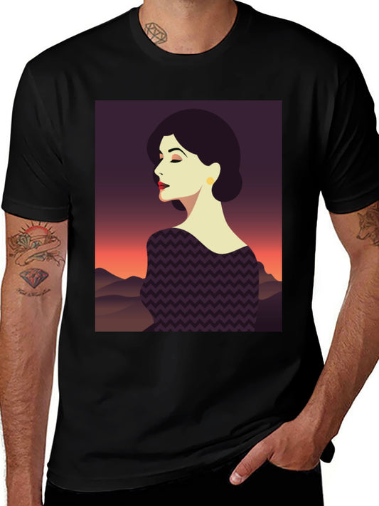 Stylish Woman Graphic Tee - Black