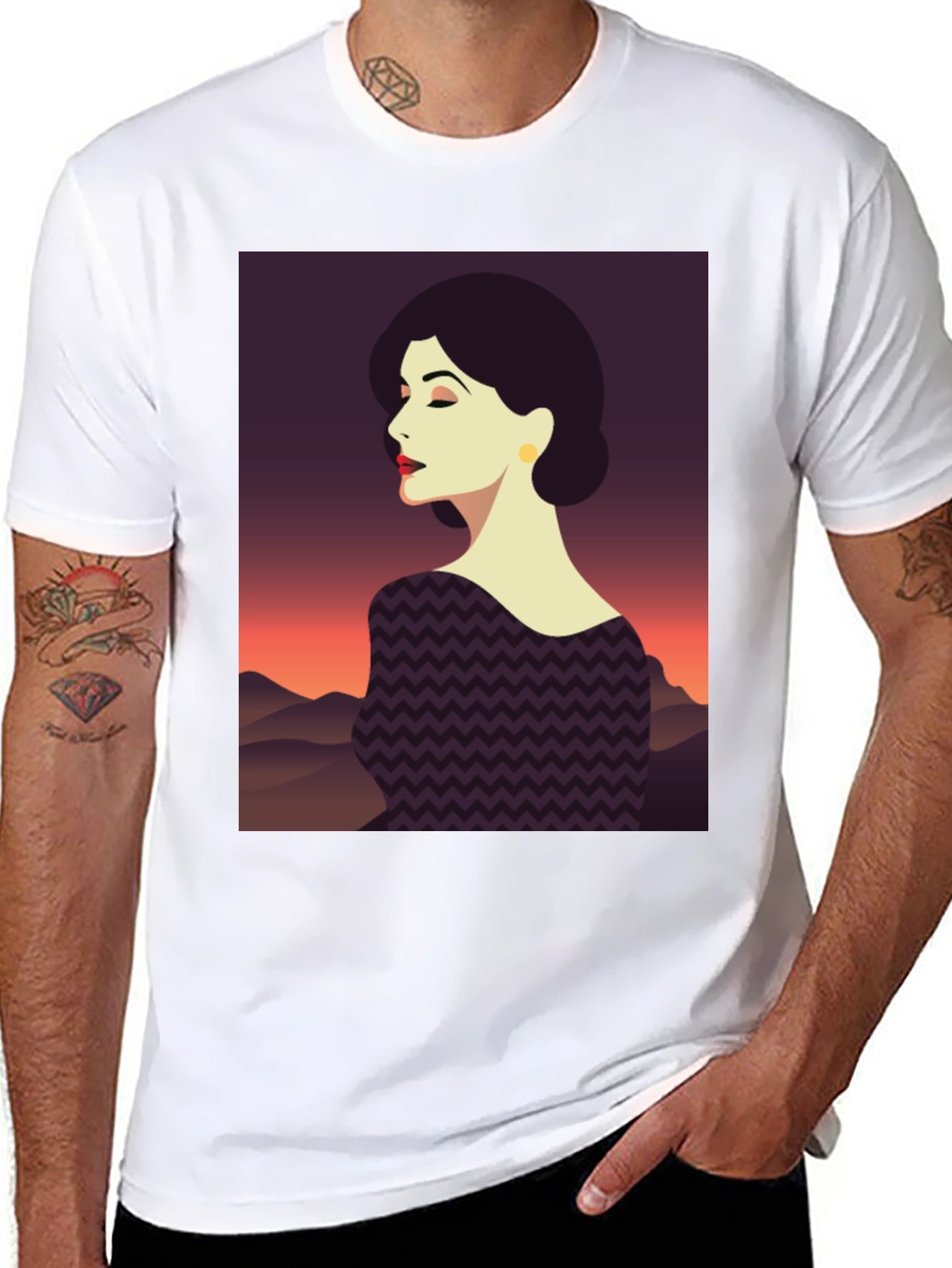Stylish Woman Graphic Tee - Black