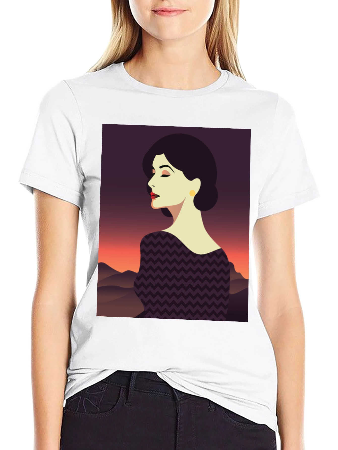 Stylish Woman Graphic Tee - Black