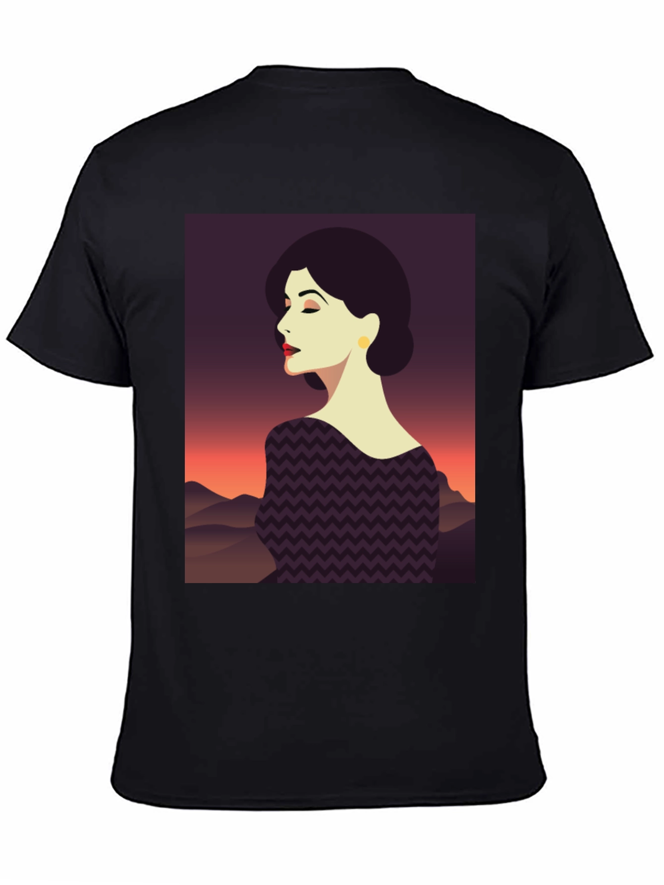 Stylish Woman Graphic Tee - Black