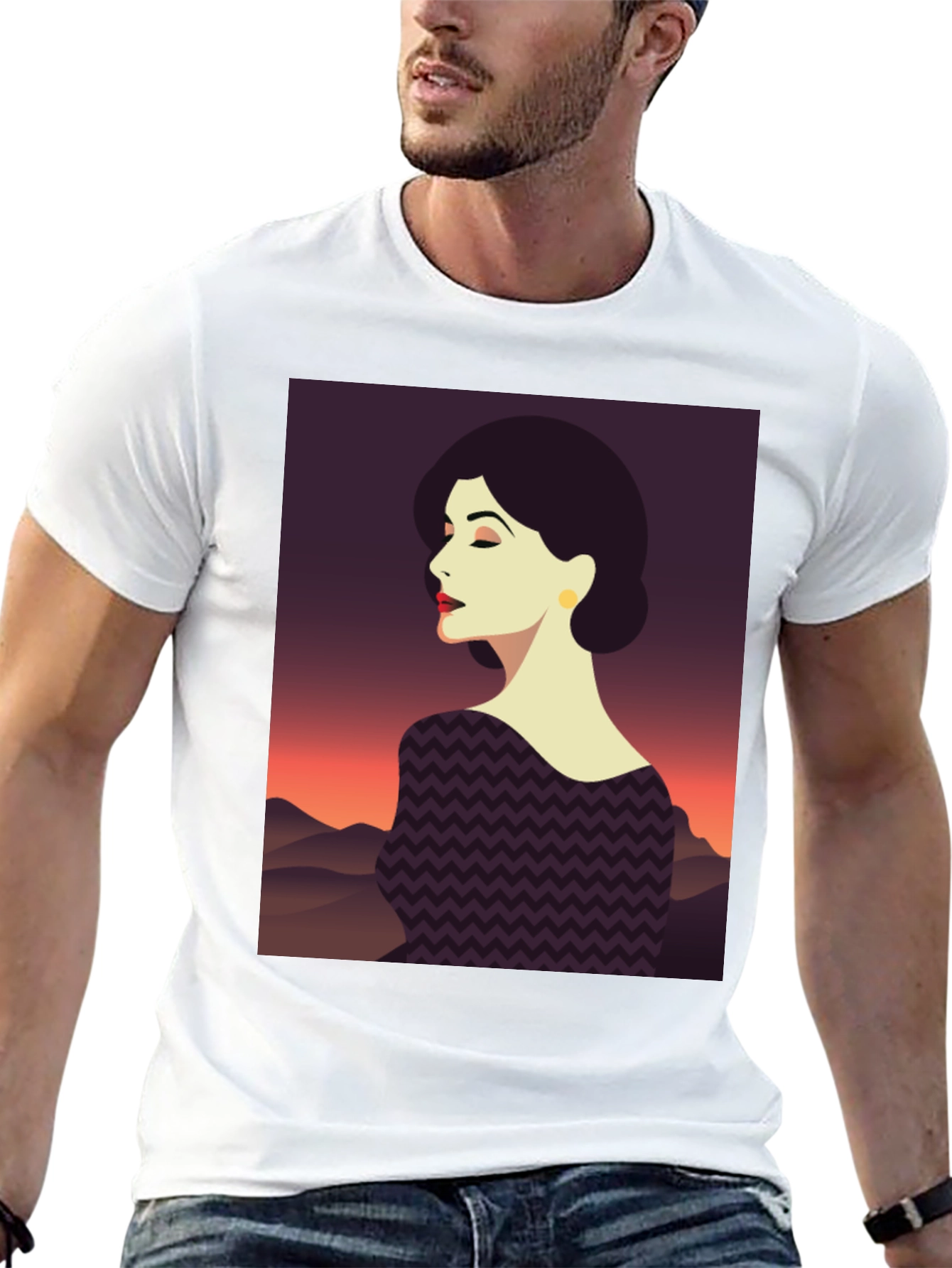 Stylish Woman Graphic Tee - Black