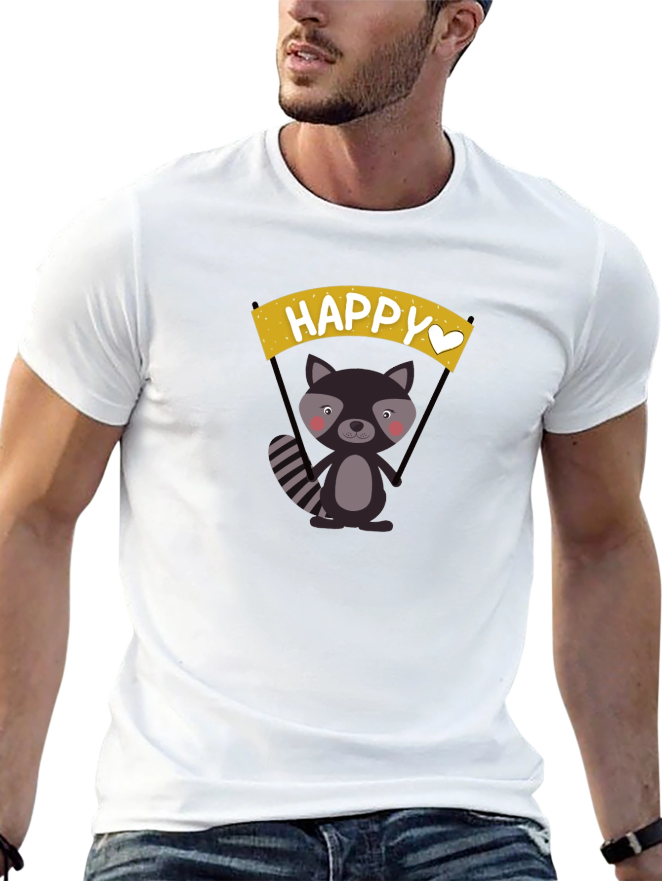 Happy Raccoon Graphic T-Shirt