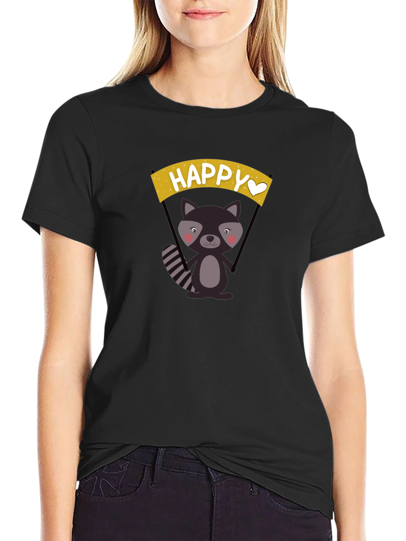 Happy Raccoon Graphic T-Shirt
