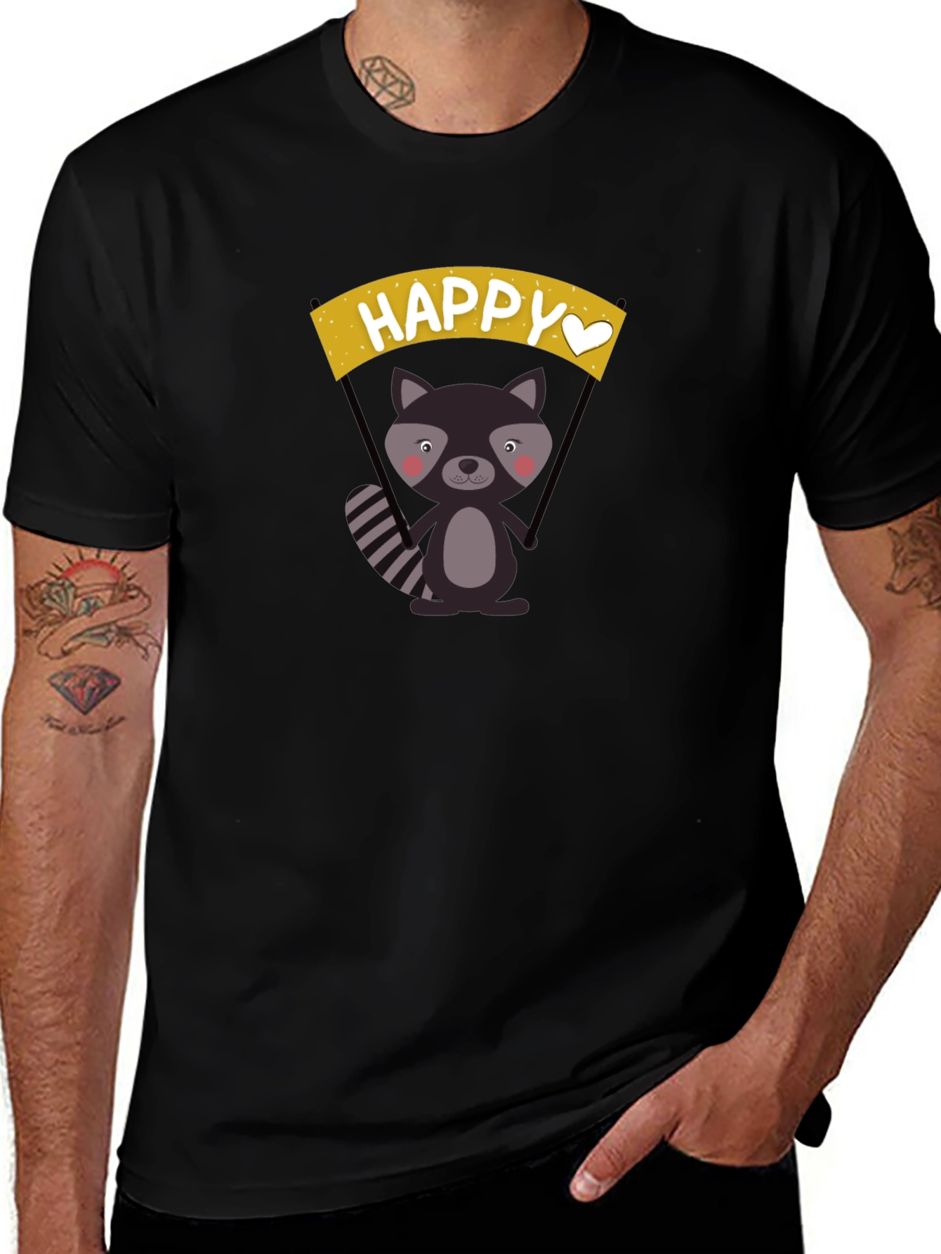 Happy Raccoon Graphic T-Shirt