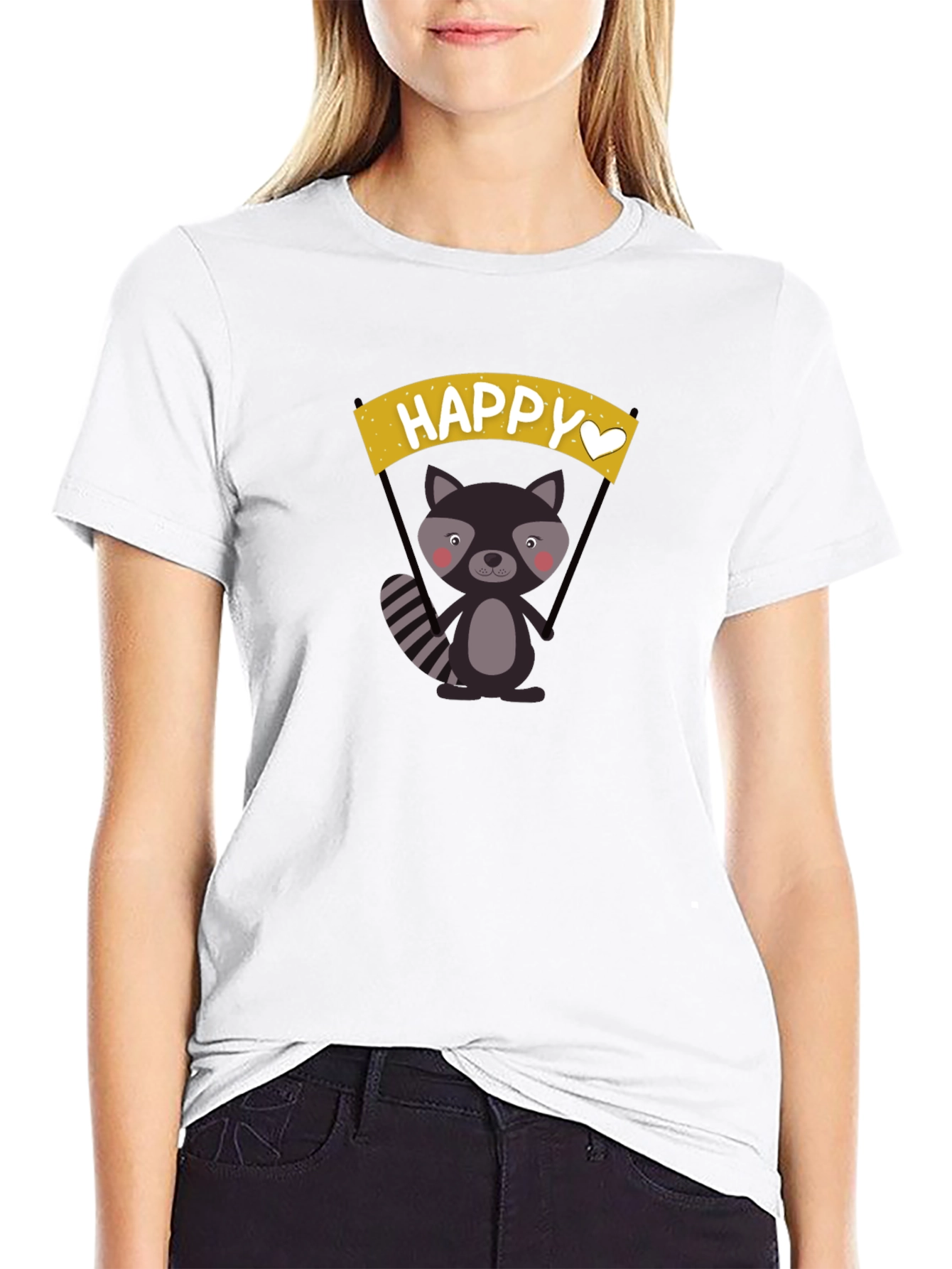 Happy Raccoon Graphic T-Shirt