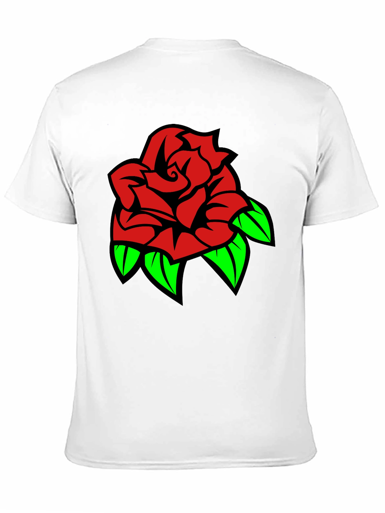 Rose Graphic Tee - Bold Red & Green Design