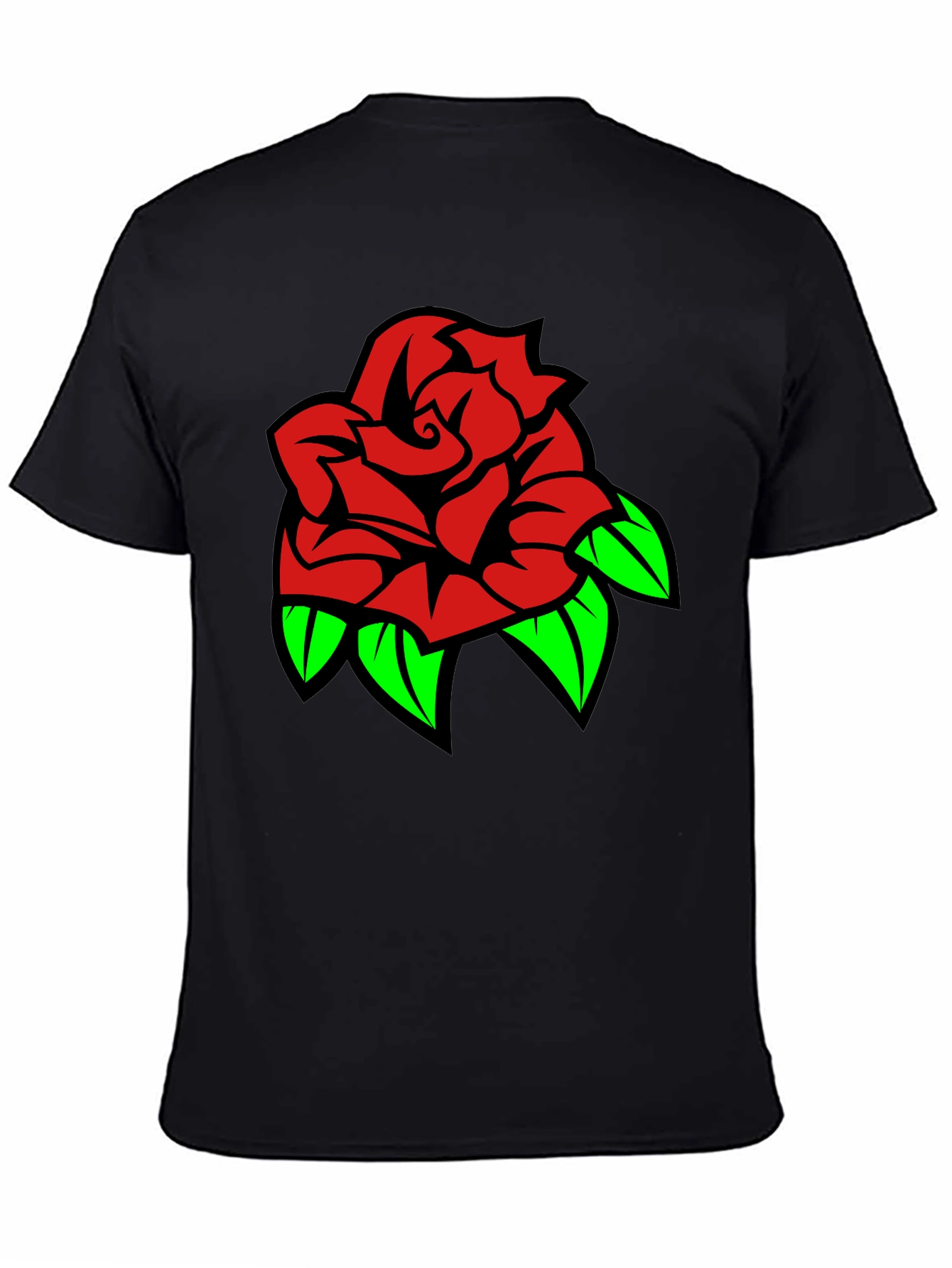 Rose Graphic Tee - Bold Red & Green Design