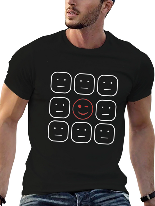 Unique Expression T-Shirt - Funny Mood Squares Graphic Tee