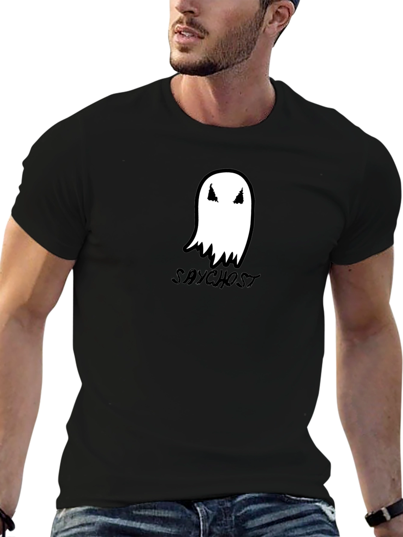 Saychost Ghost Graphic Black T-Shirt