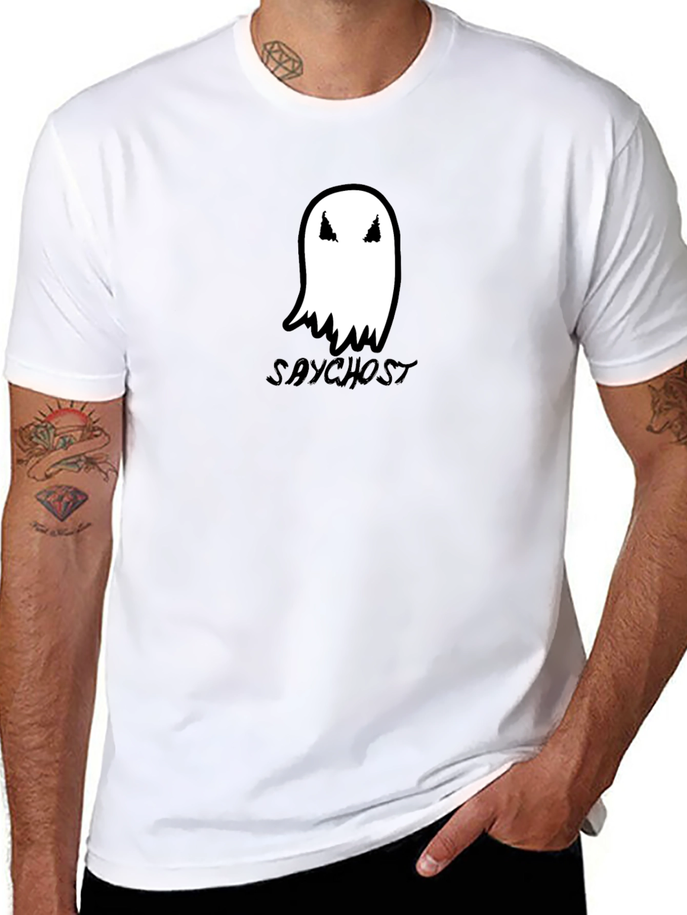 Saychost Ghost Graphic Black T-Shirt