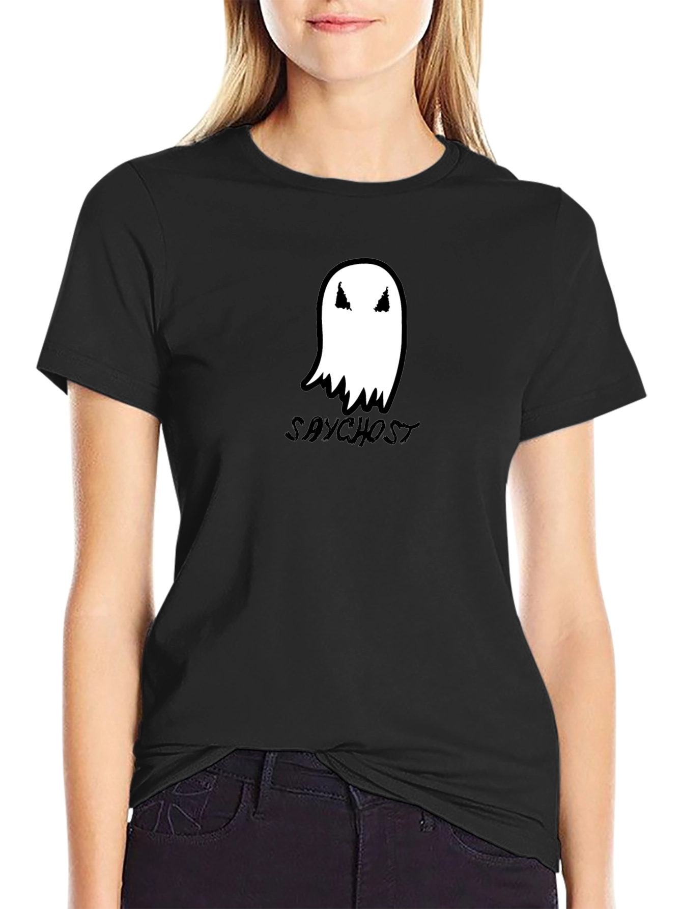 Saychost Ghost Graphic Black T-Shirt