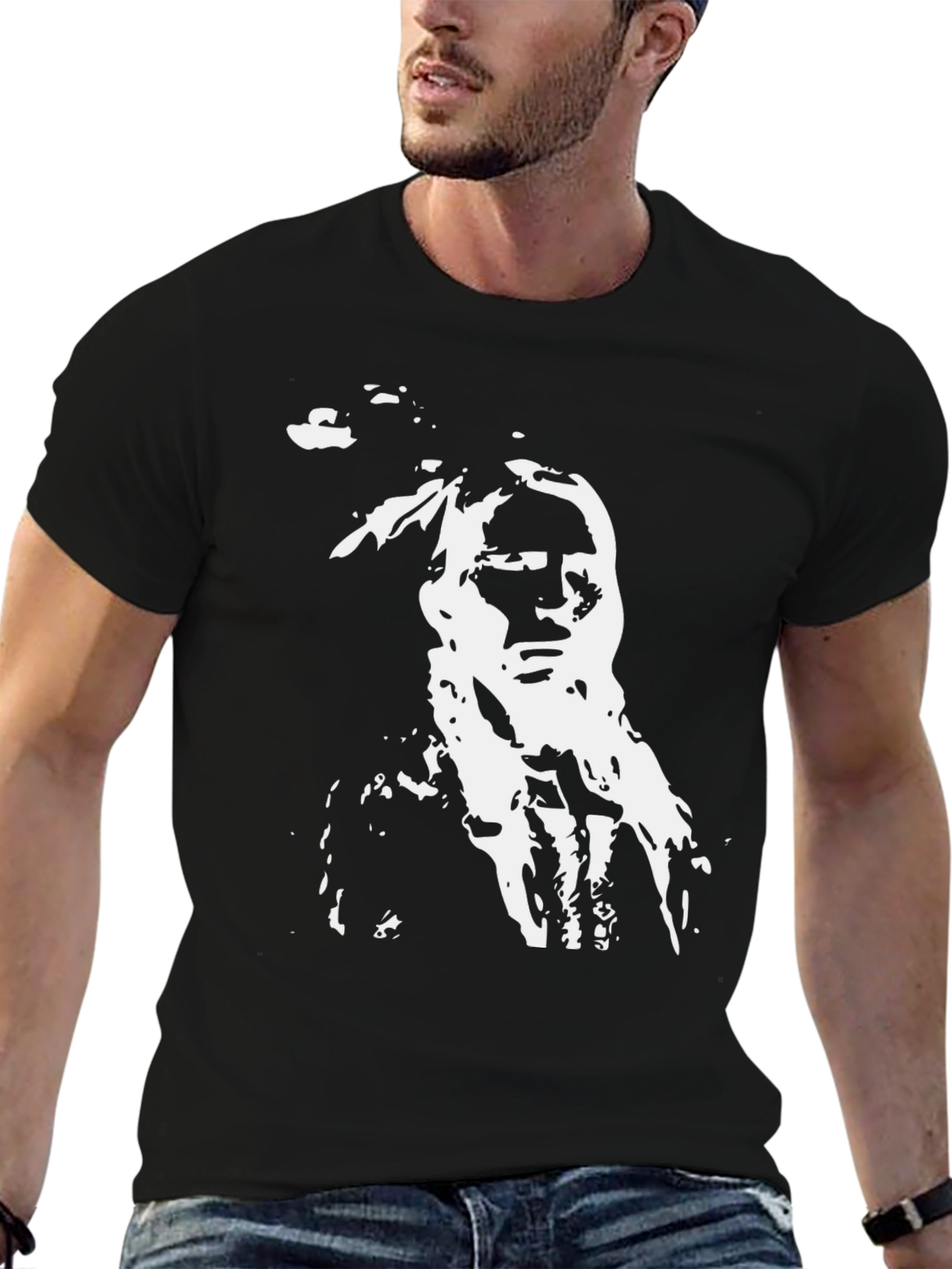 Native American Graphic Tee - Black Cotton Shirt