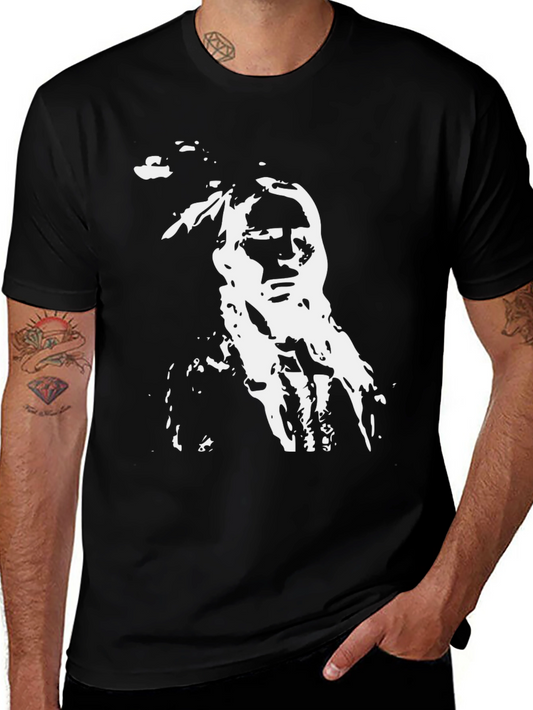 Native American Graphic Tee - Black Cotton Shirt