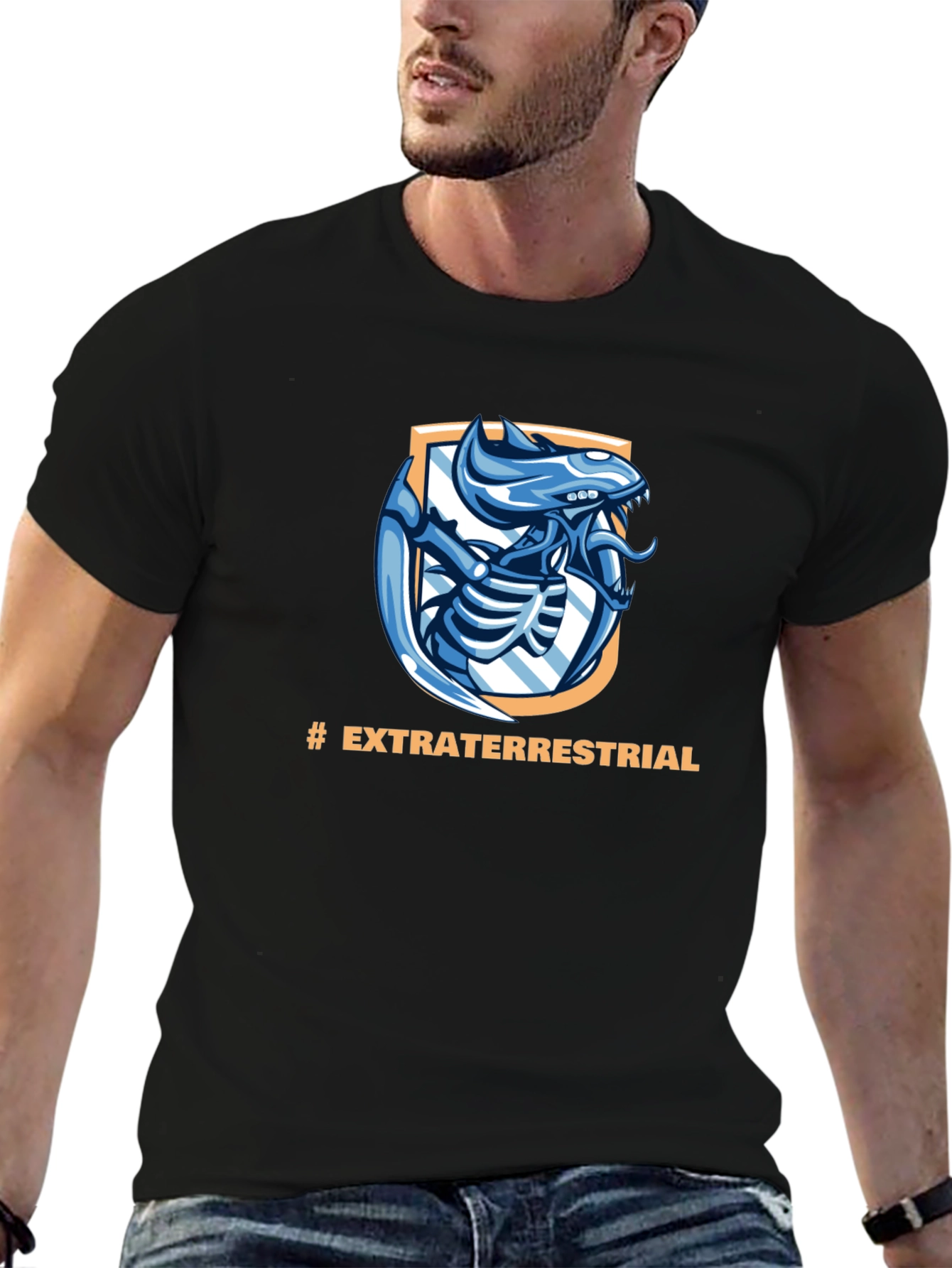 Extraterrestrial Alien Graphic Black T-Shirt