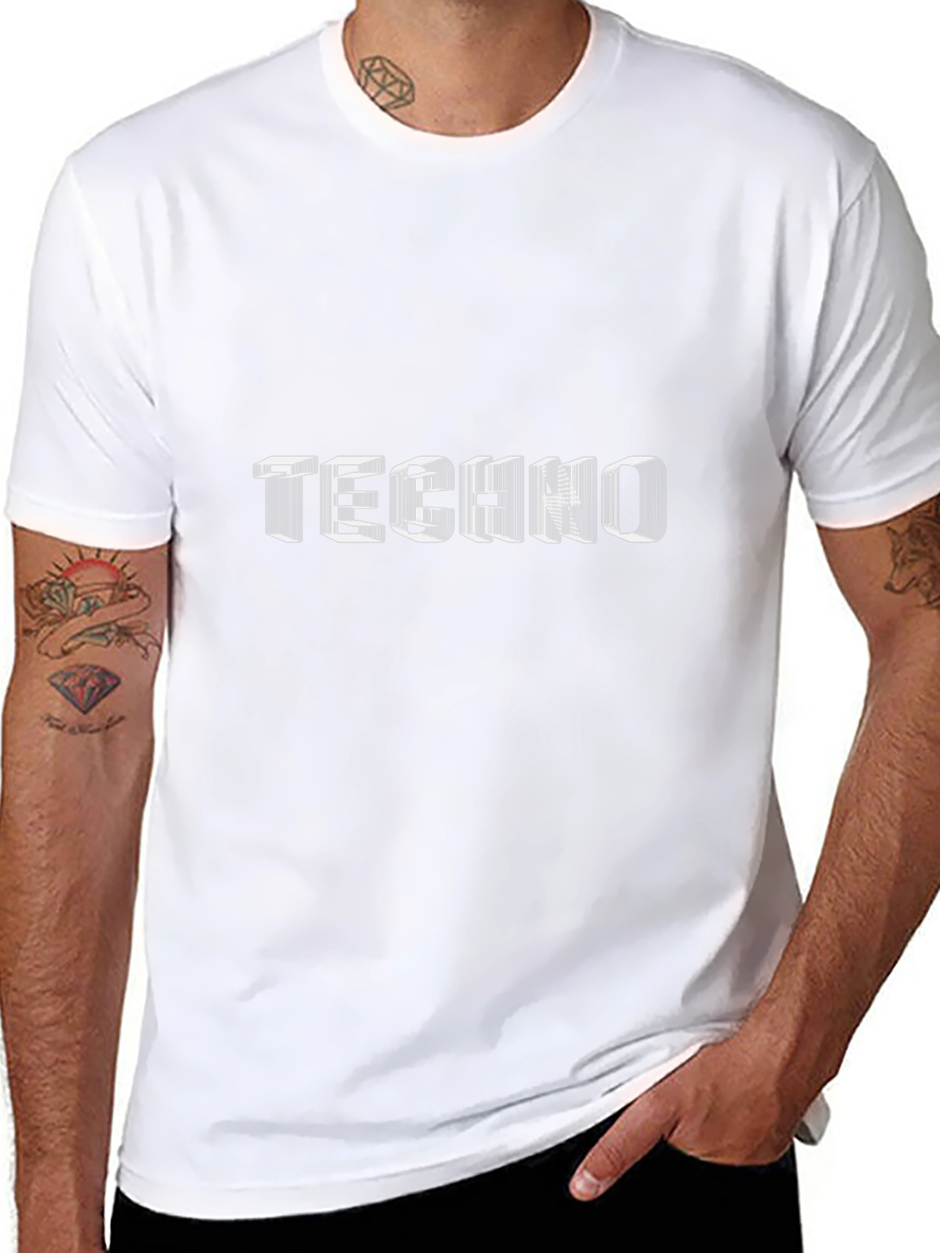Stylish Black Techno Graphic Tee