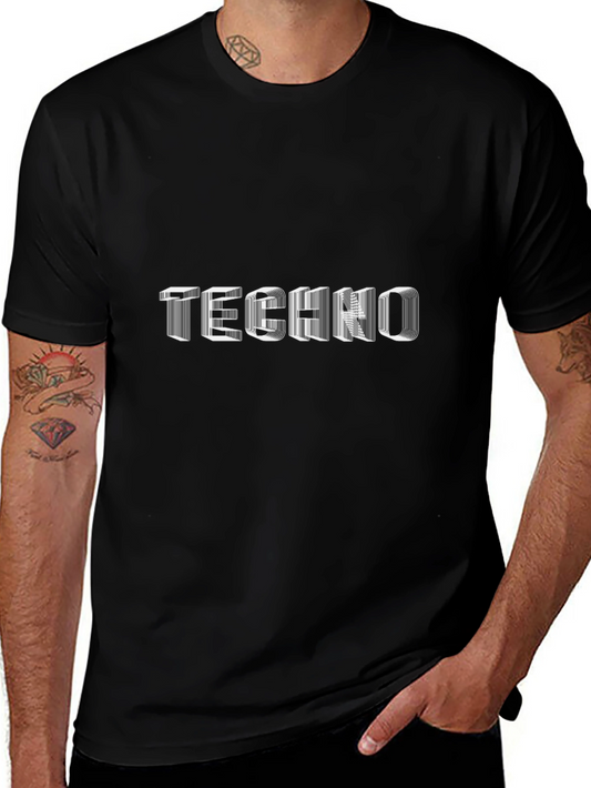 Stylish Black Techno Graphic Tee