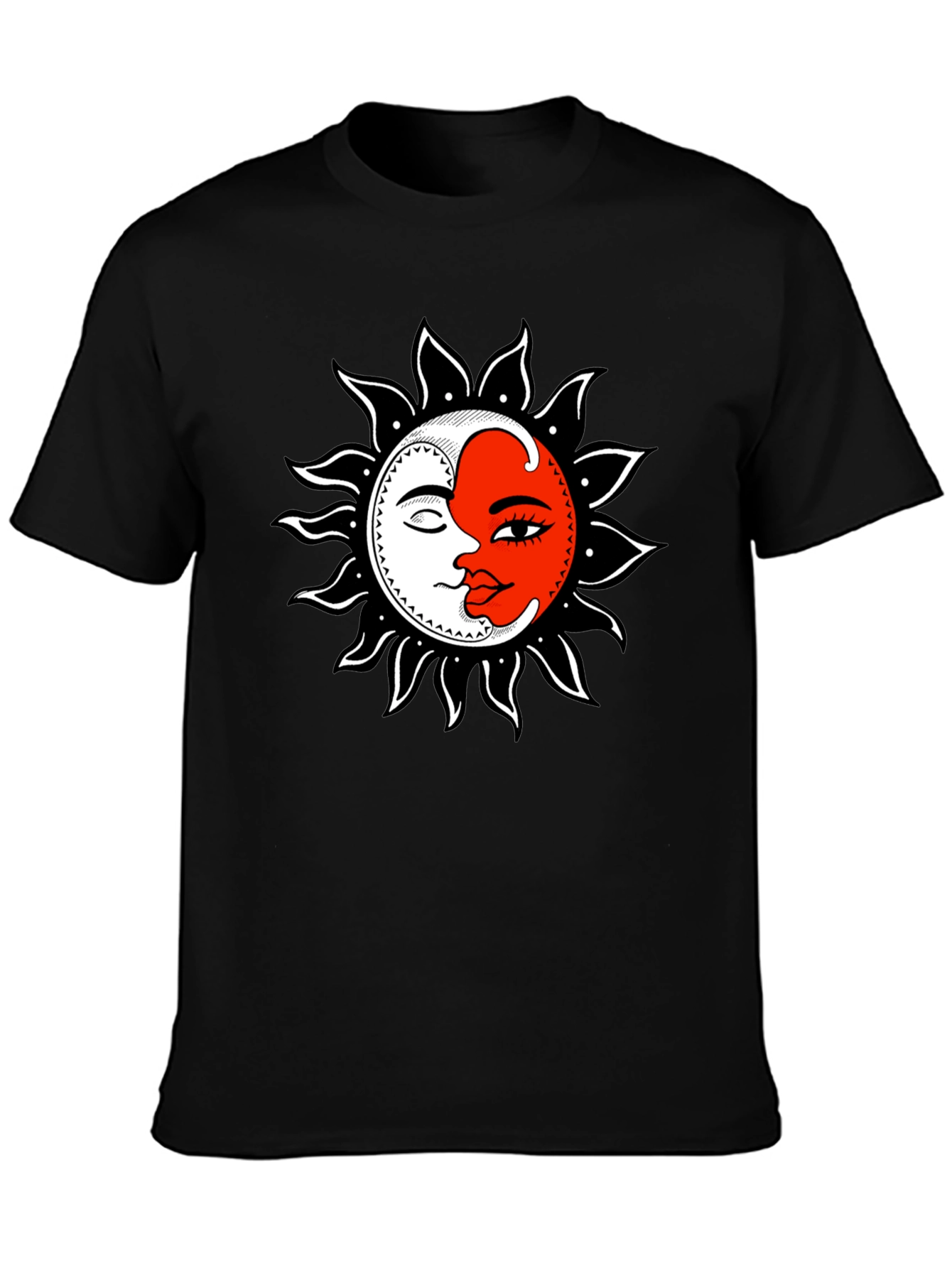 Sun and Moon Graphic Black T-Shirt