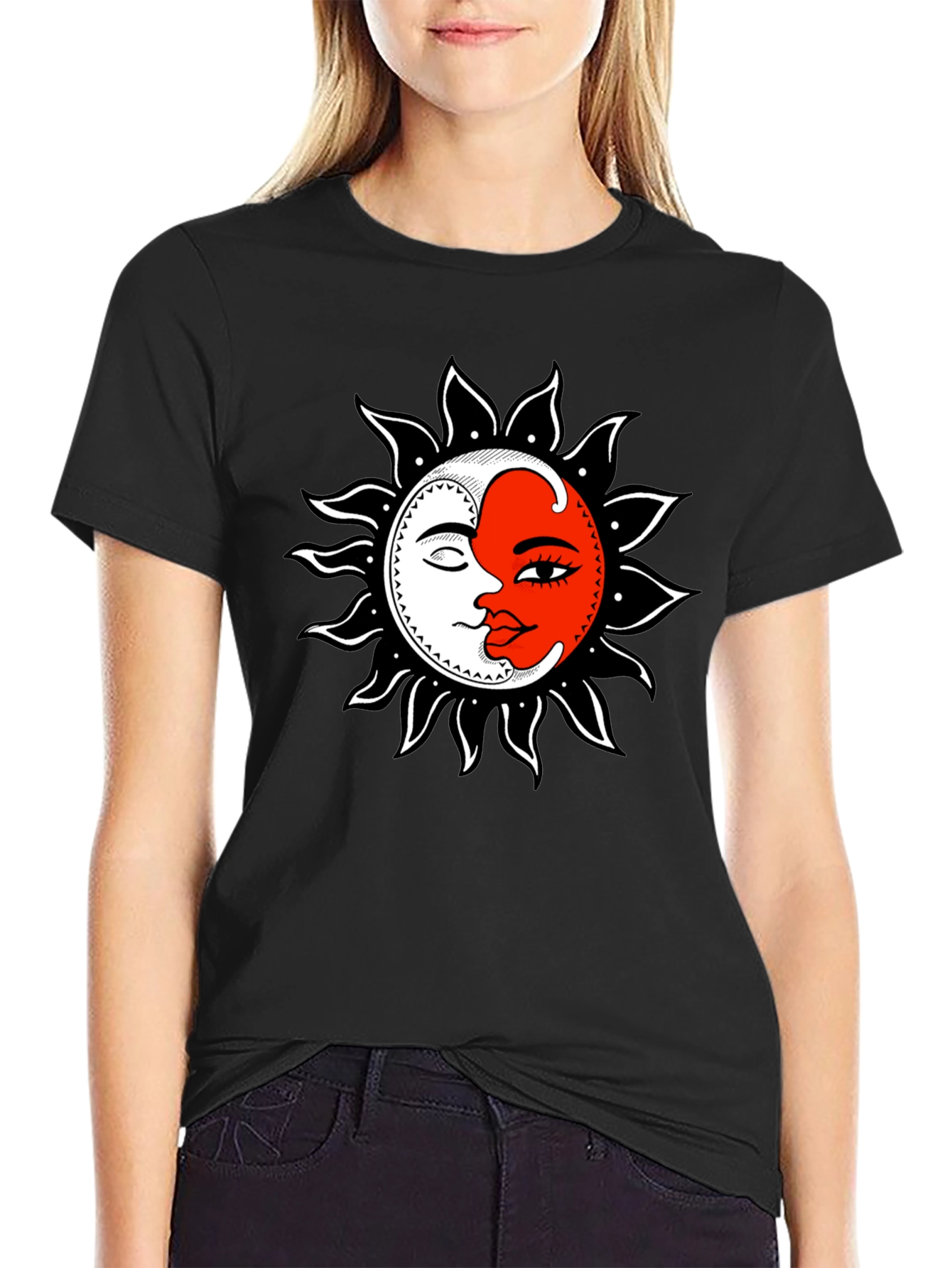 Sun and Moon Graphic Black T-Shirt