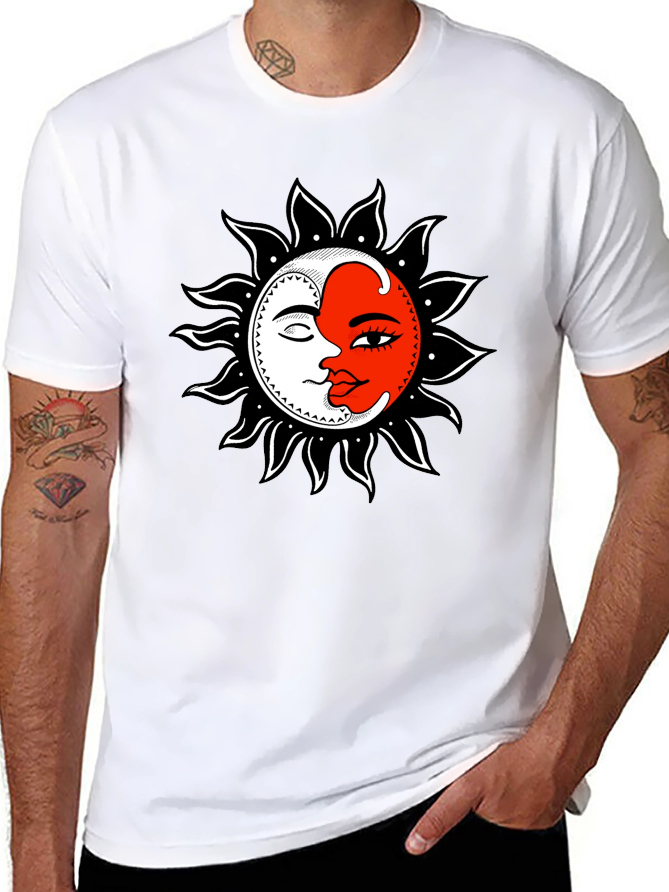 Sun and Moon Graphic Black T-Shirt