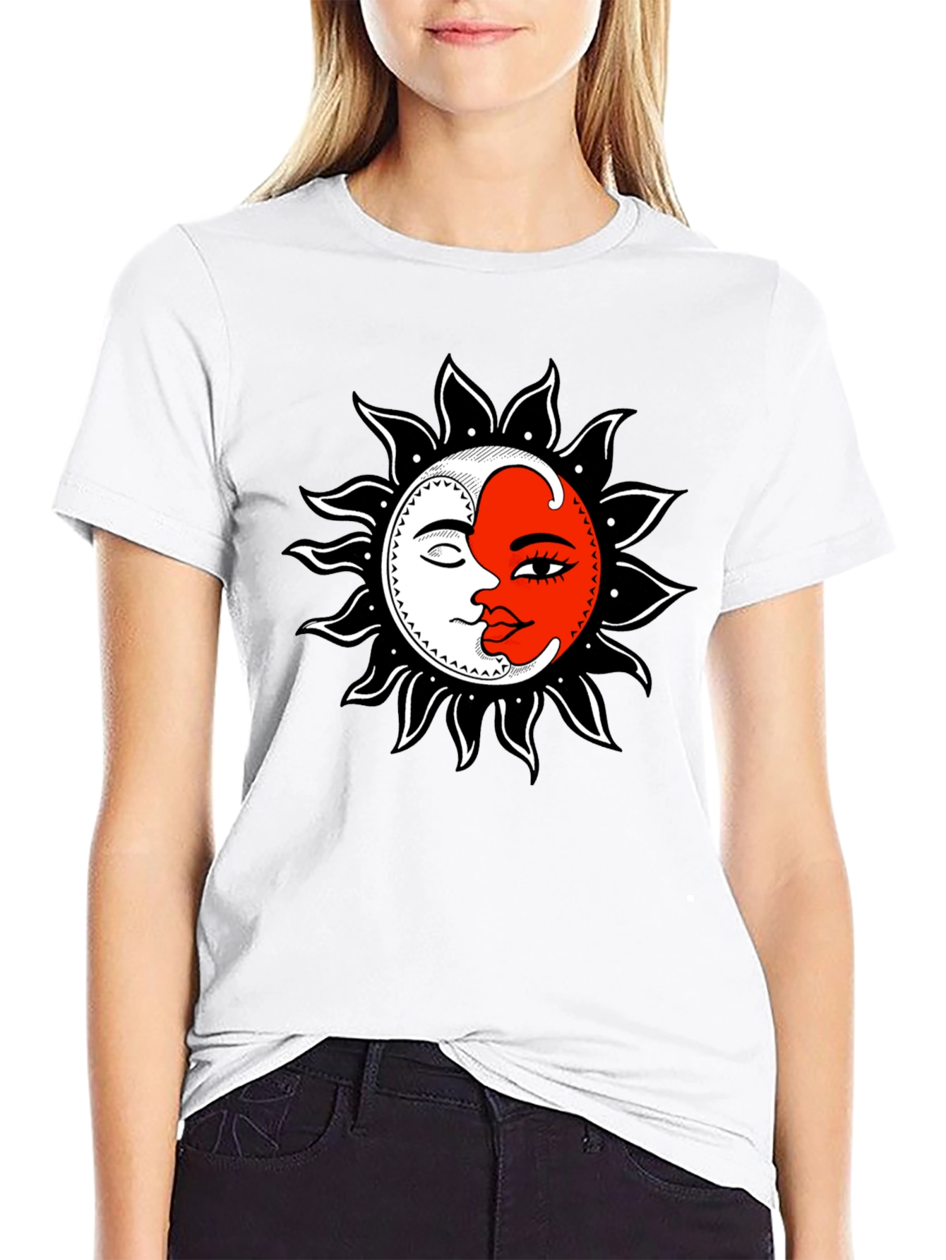 Sun and Moon Graphic Black T-Shirt