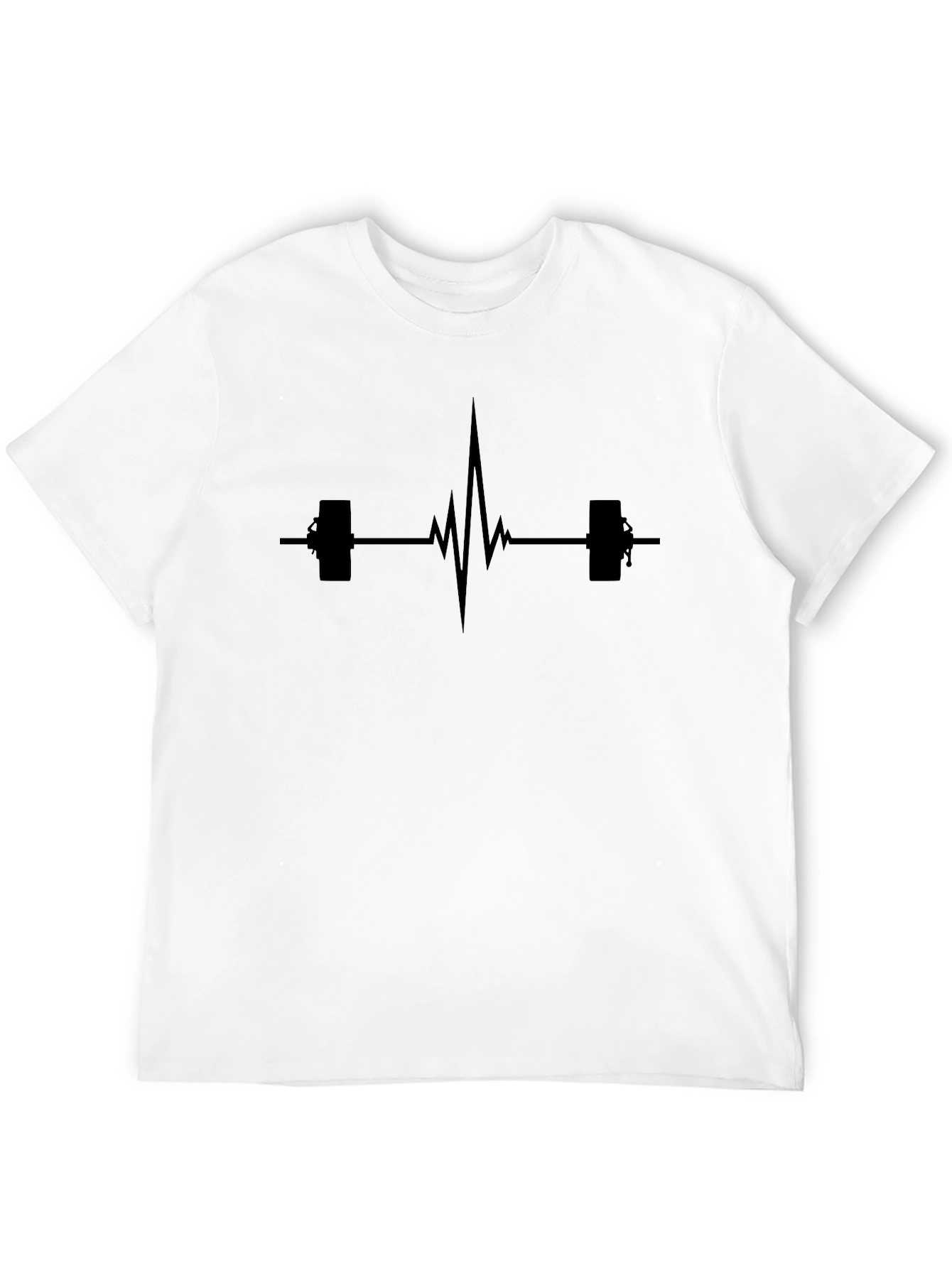 Weightlifting Heartbeat Graphic T-Shirt - Black