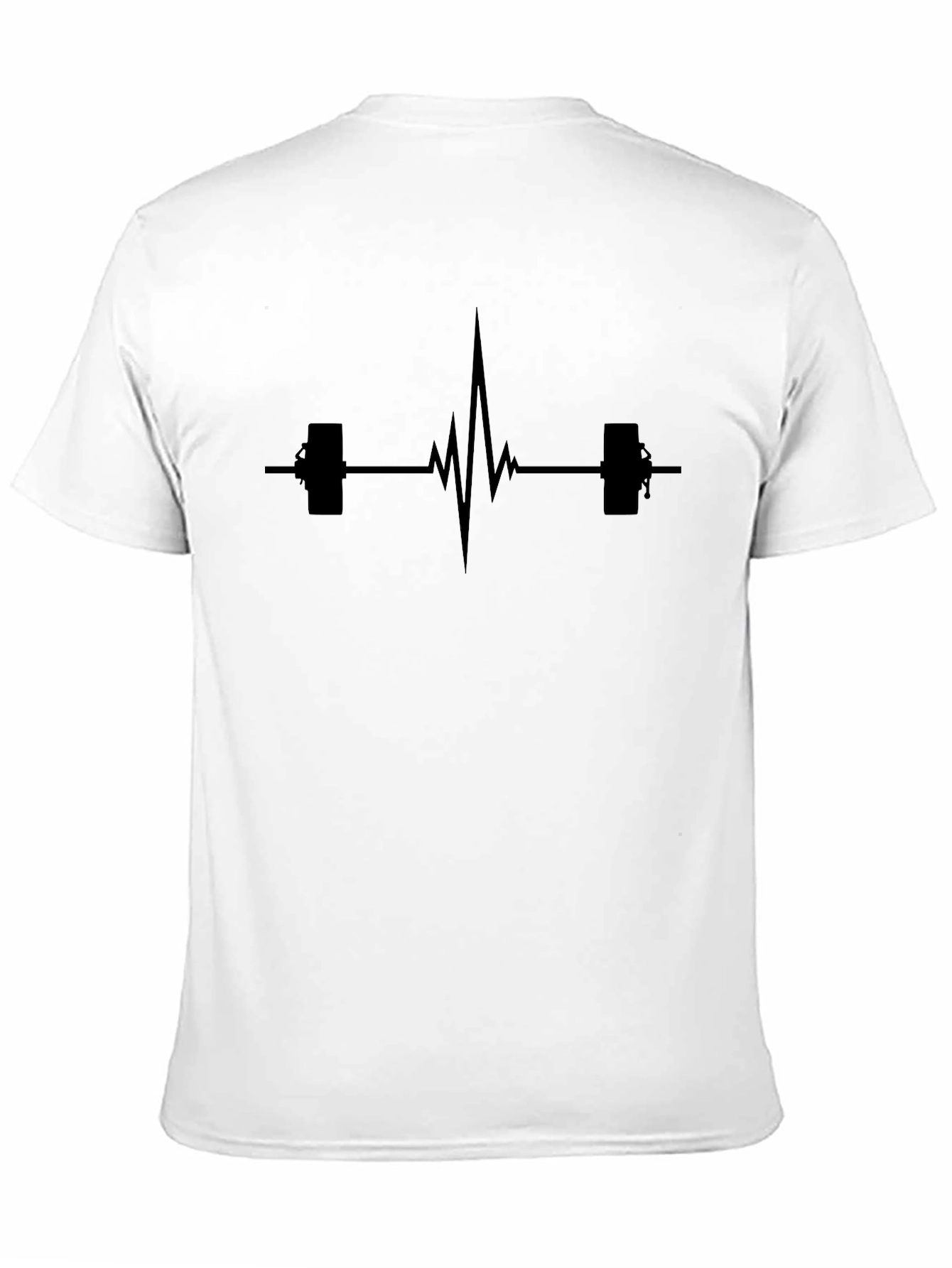 Weightlifting Heartbeat Graphic T-Shirt - Black