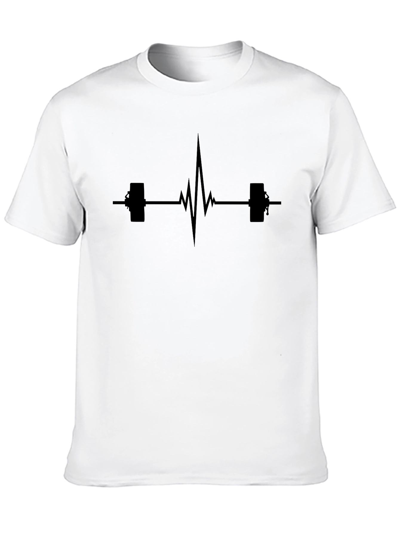 Weightlifting Heartbeat Graphic T-Shirt - Black