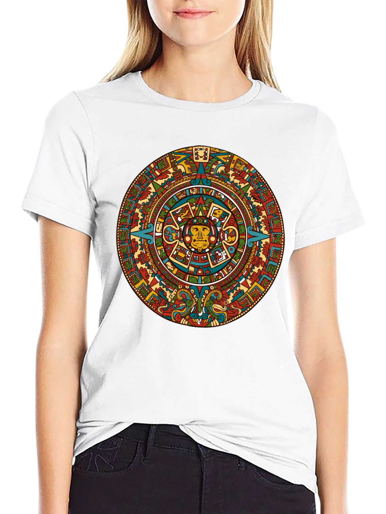 Aztec Calendar Graphic Tee - Black
