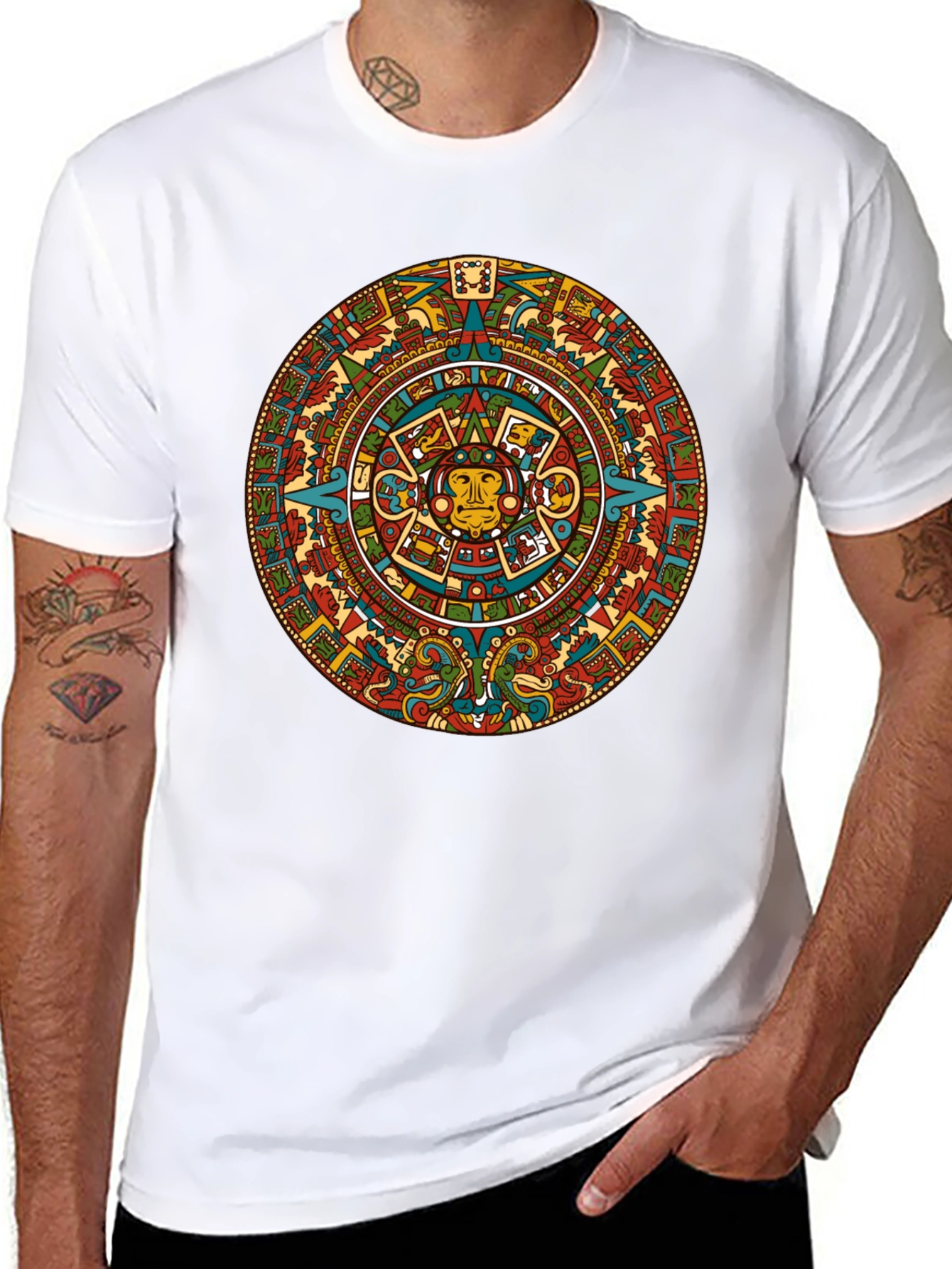 Aztec Calendar Graphic Tee - Black