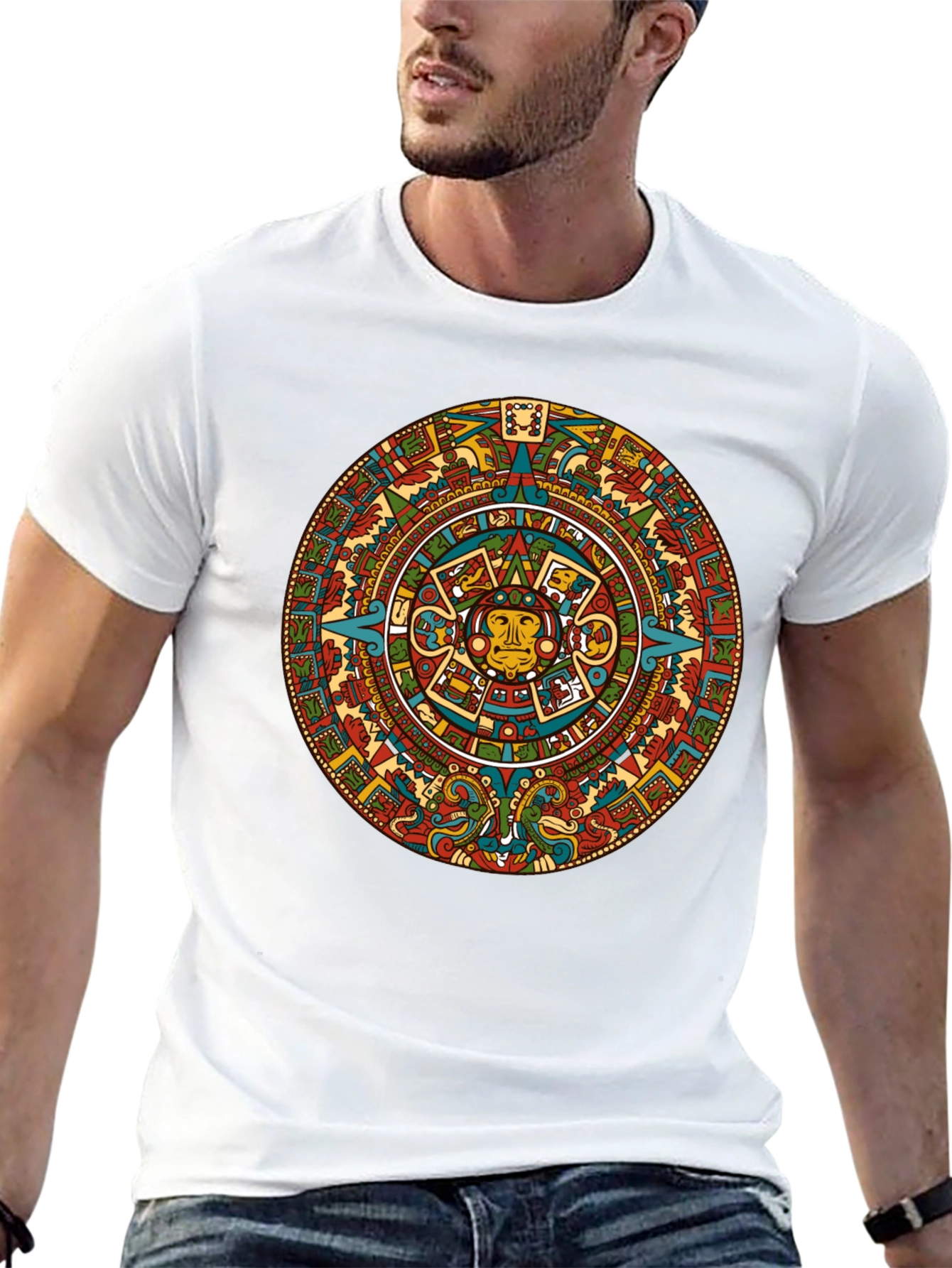 Aztec Calendar Graphic Tee - Black