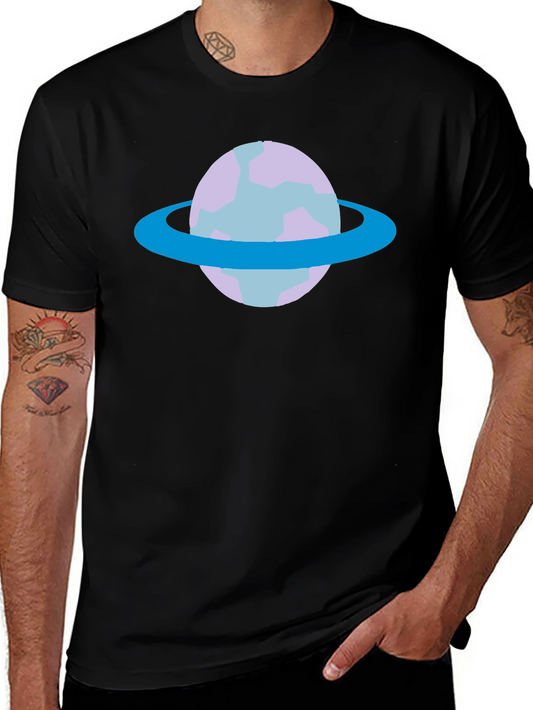 Planet Graphic Tee - Black Cotton Casual T-Shirt