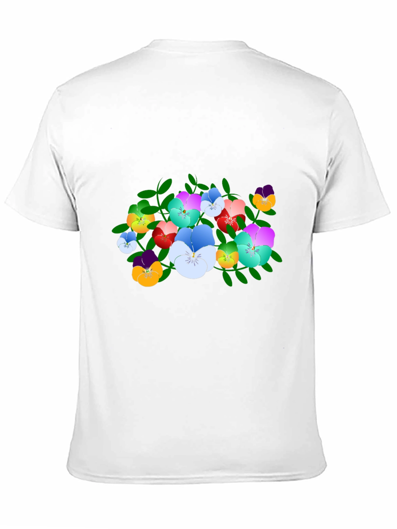 Floral Pansy Print Black T-Shirt