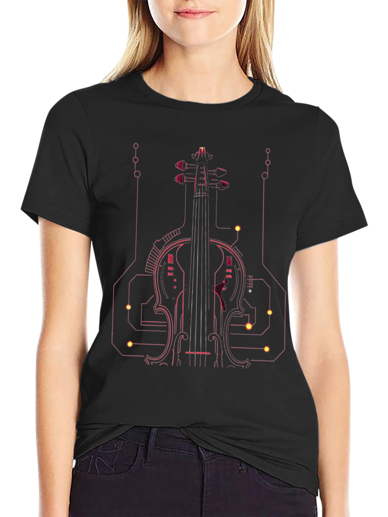 Tech Violin Graphic Tee - Modern Musician Style