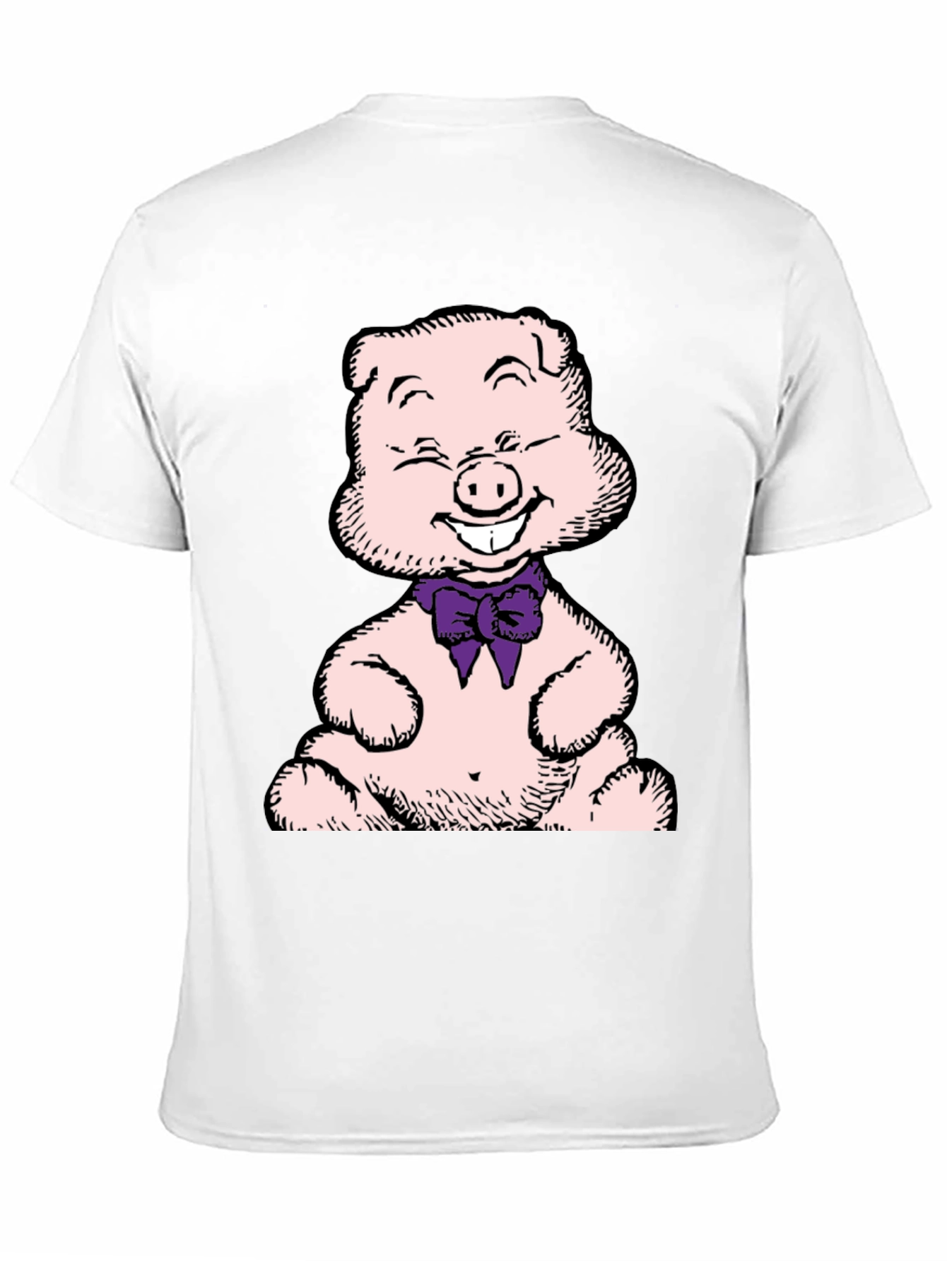 Pig Cartoon Graphic T-Shirt Black Crew Neck