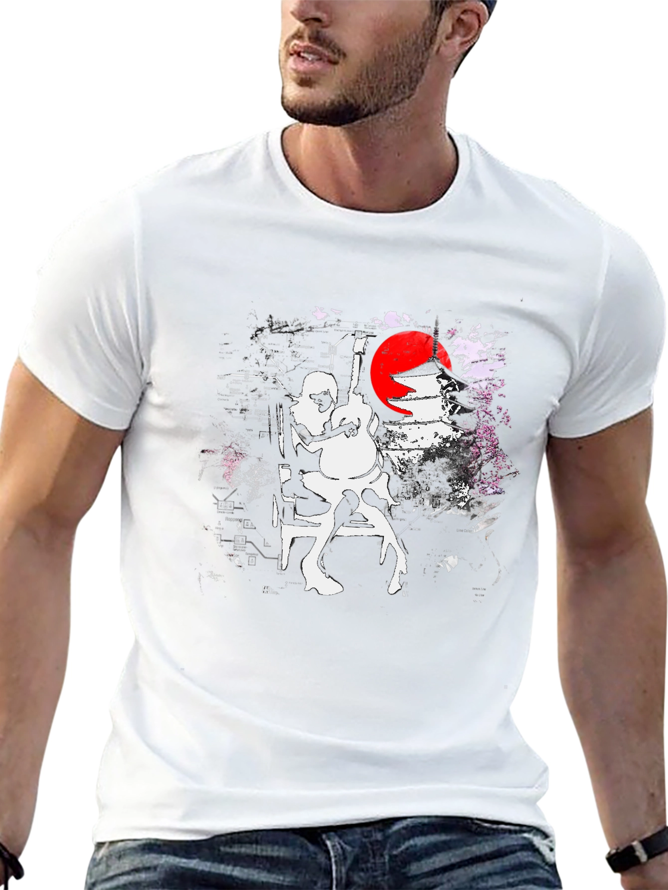Guitarist Graphic Black T-Shirt - Unique Design