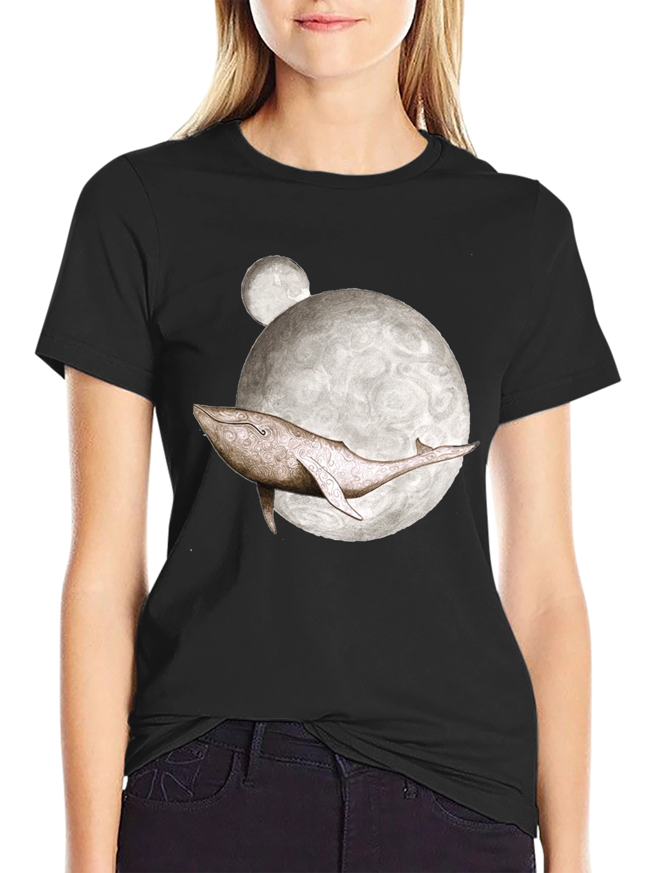 Whale Moon Graphic T-Shirt - Unique Design
