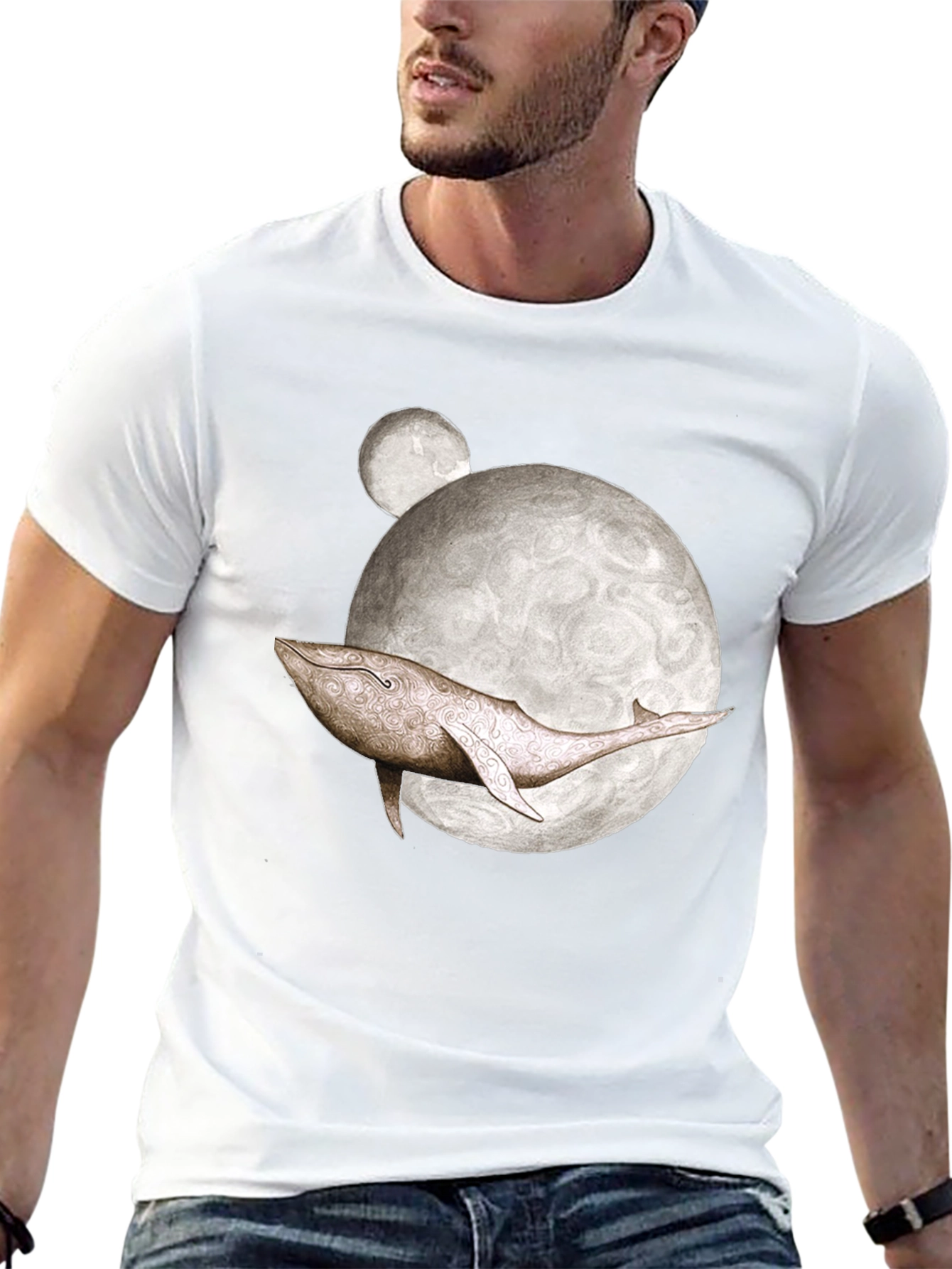Whale Moon Graphic T-Shirt - Unique Design