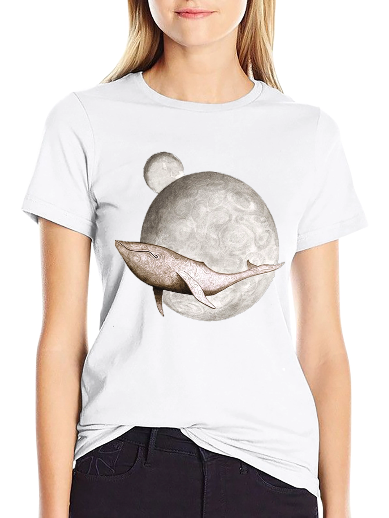 Whale Moon Graphic T-Shirt - Unique Design