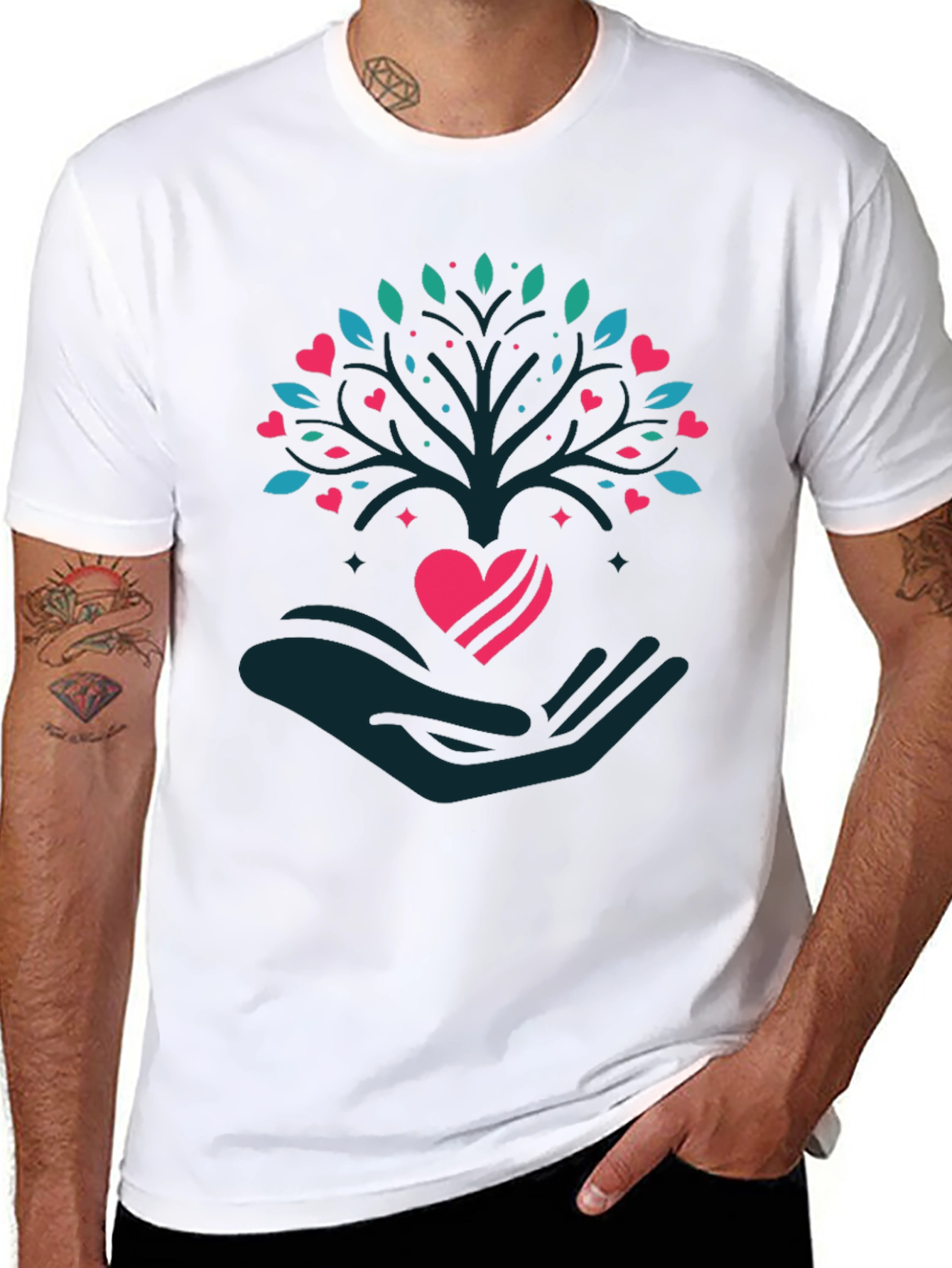 Heart Tree Graphic Tee - Love and Growth