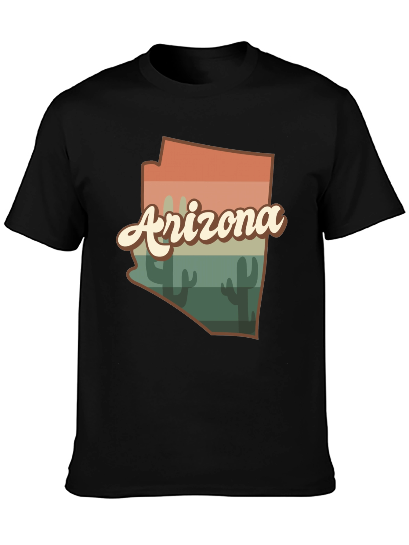 Retro Arizona Graphic Tee - Black Cotton Blend T-Shirt