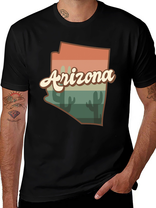 Retro Arizona Graphic Tee - Black Cotton Blend T-Shirt