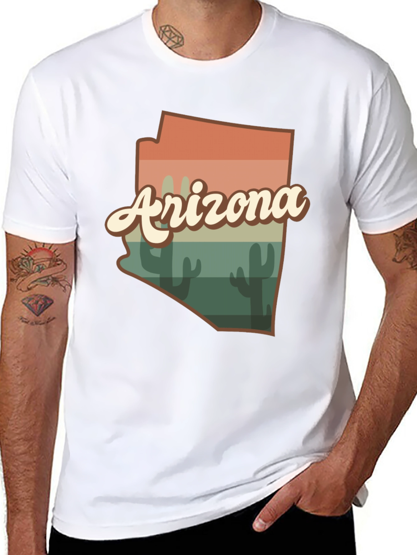 Retro Arizona Graphic Tee - Black Cotton Blend T-Shirt
