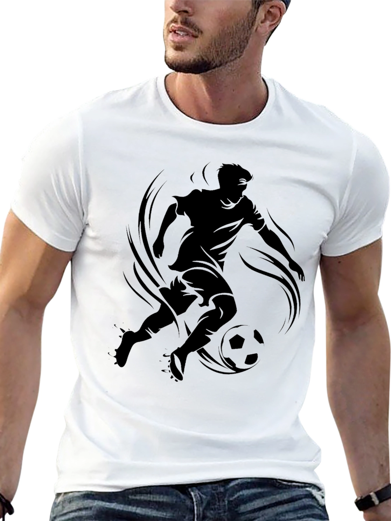 Soccer Player Graphic Tee - Stylish Black T-Shirt