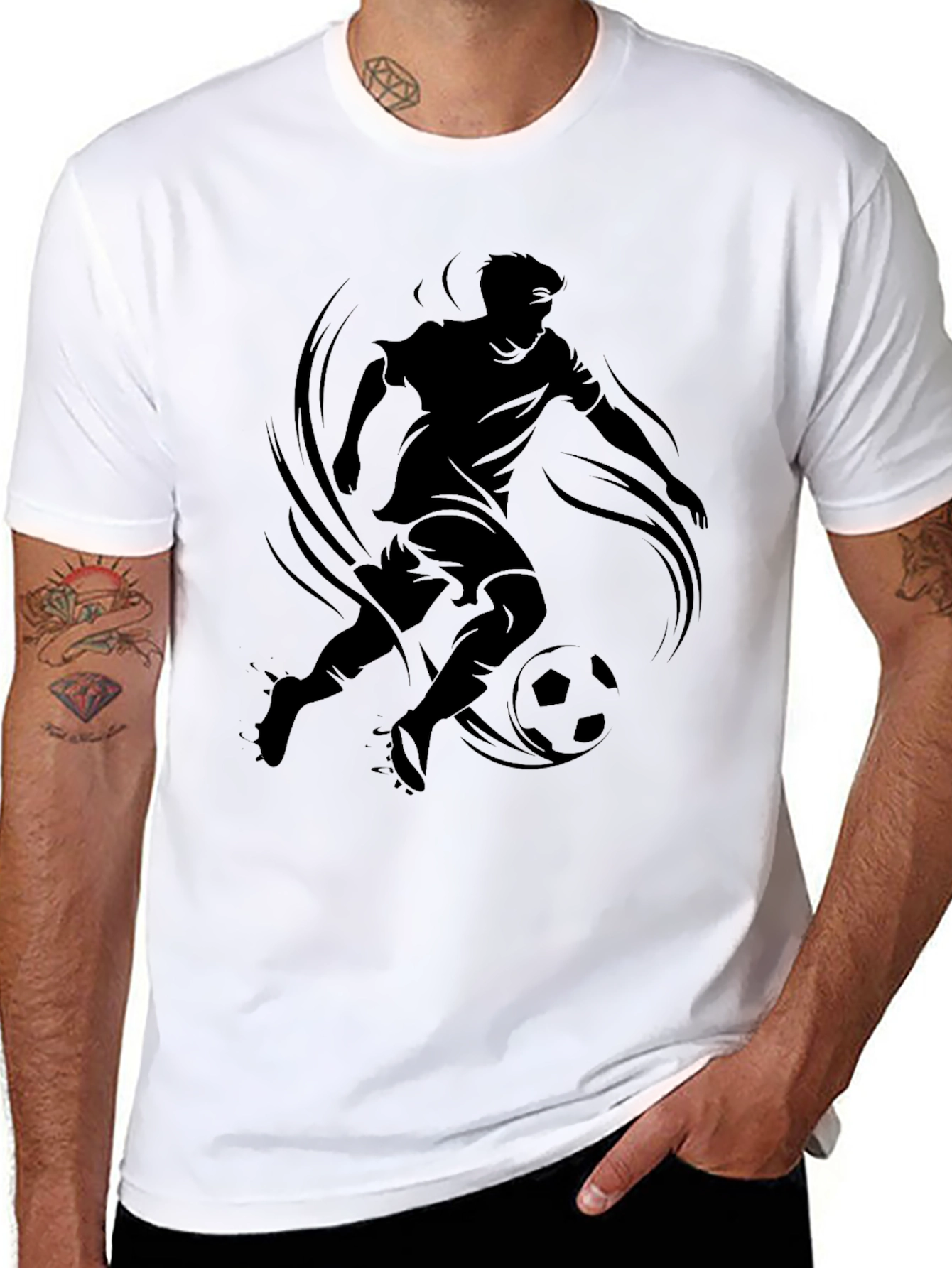 Soccer Player Graphic Tee - Stylish Black T-Shirt