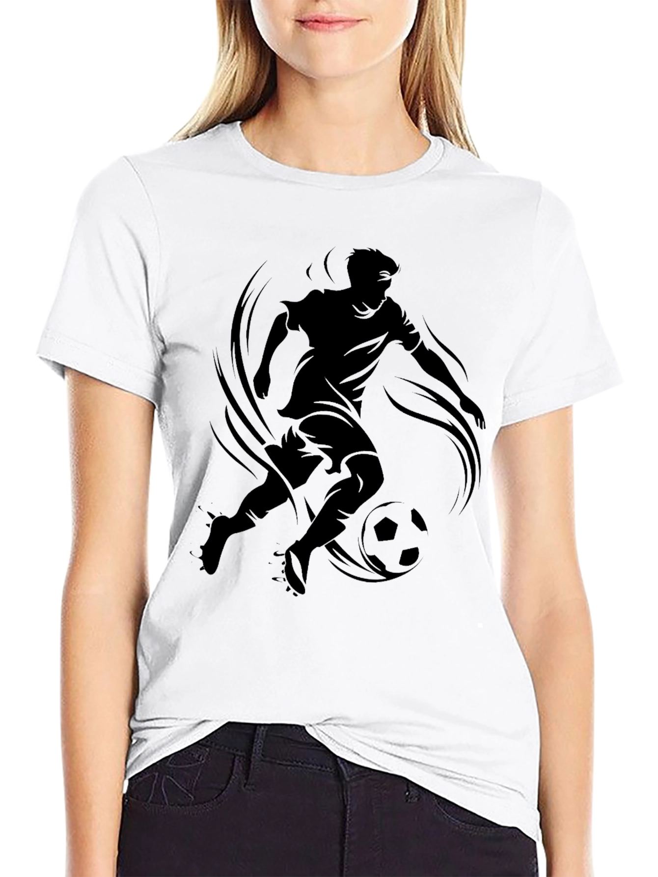 Soccer Player Graphic Tee - Stylish Black T-Shirt