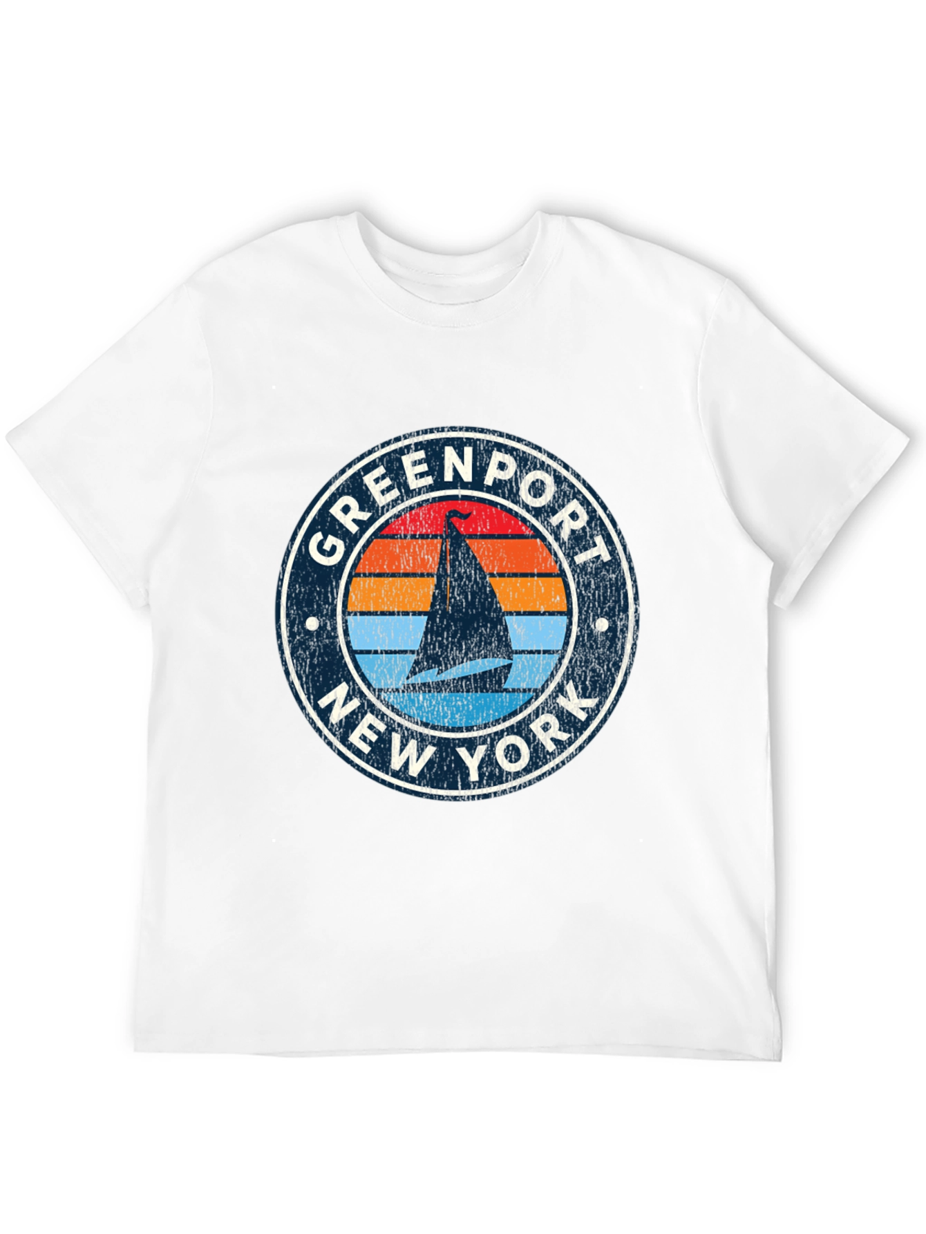 Greenport NY Sailboat Retro Style T-Shirt