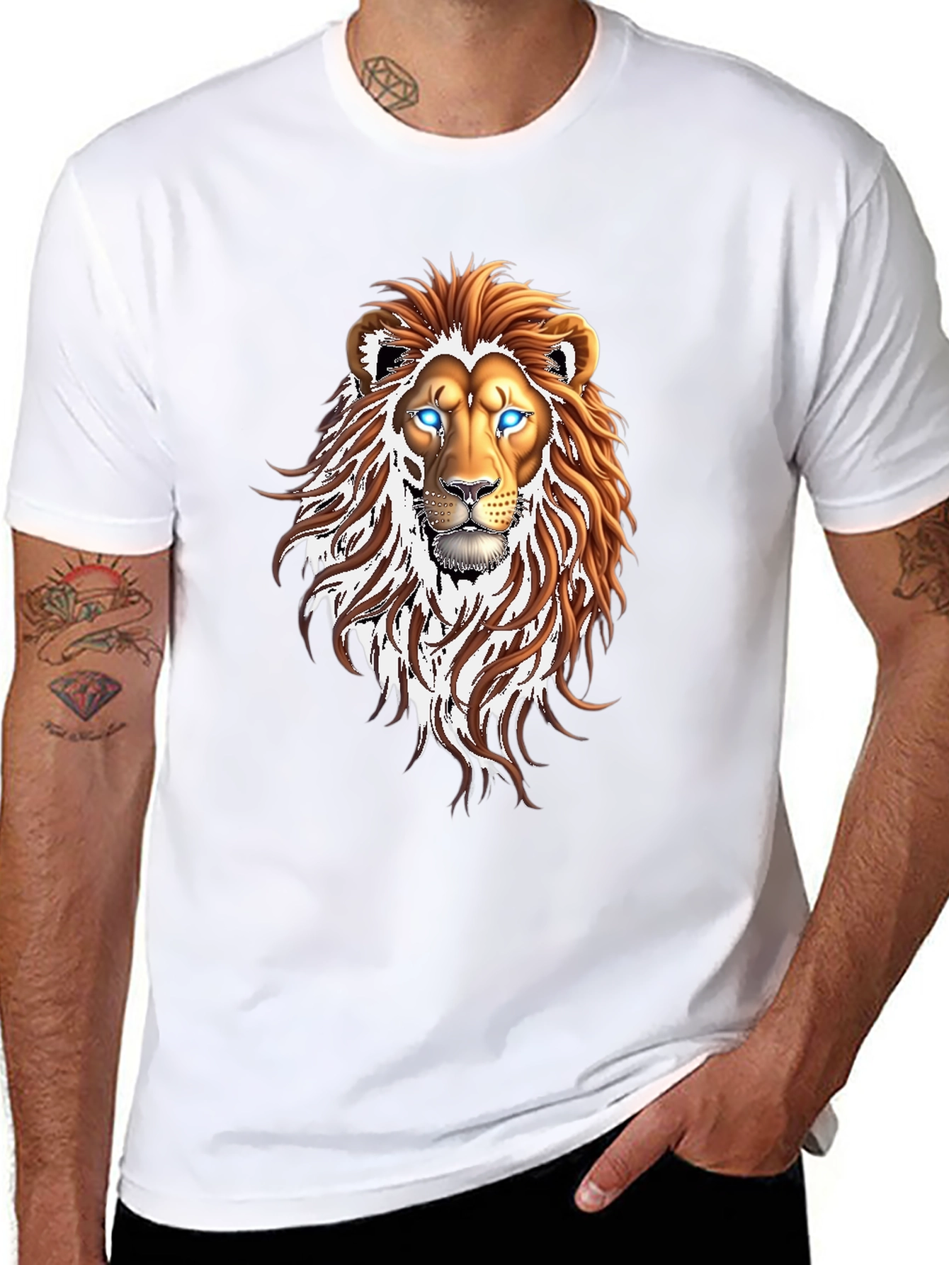 Lion Graphic Print Black T-Shirt