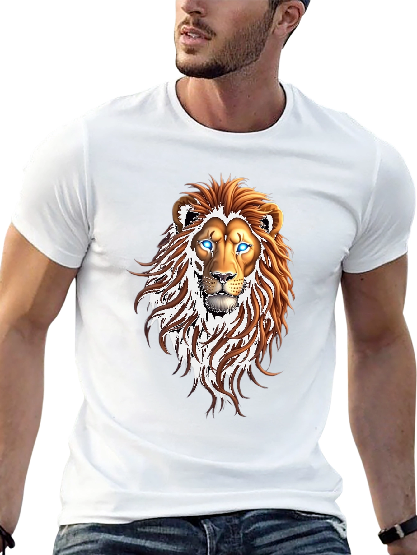 Lion Graphic Print Black T-Shirt